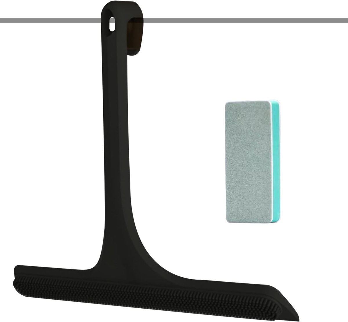 SnelShoppen - Professionele Window Puller 28 cm, Zwarte Silicone Douche Wiper met Squeegee