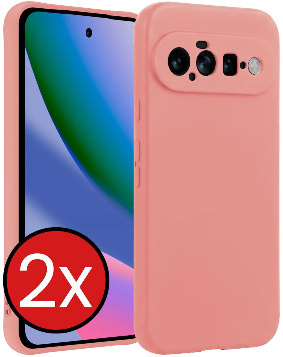 Hoesje - 2 Stuks - Geschikt voor Google Pixel 11 - Sterk & Shockproof - Telefoonhoes - Back Cover - Case Siliconen - Telefoon Hoes - Lichtroze