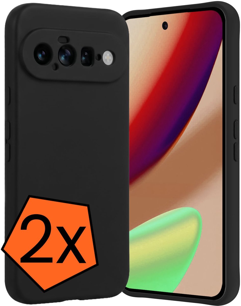 Hoes - 2 Stuks - Geschikt voor Google Pixel 11 - Sterk & Shockproof - Case Siliconen - Back Cover - Telefoon Hoes - Zwart