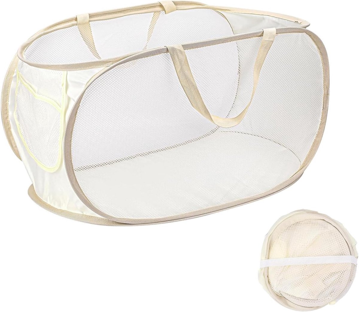 Vouwbare Wasmand met Handvatten - Pop-Up Mesh Wasmand voor Opslag in Slaapkamer, Badkamer en Reizen - Ideaal voor Kleding en Linnen