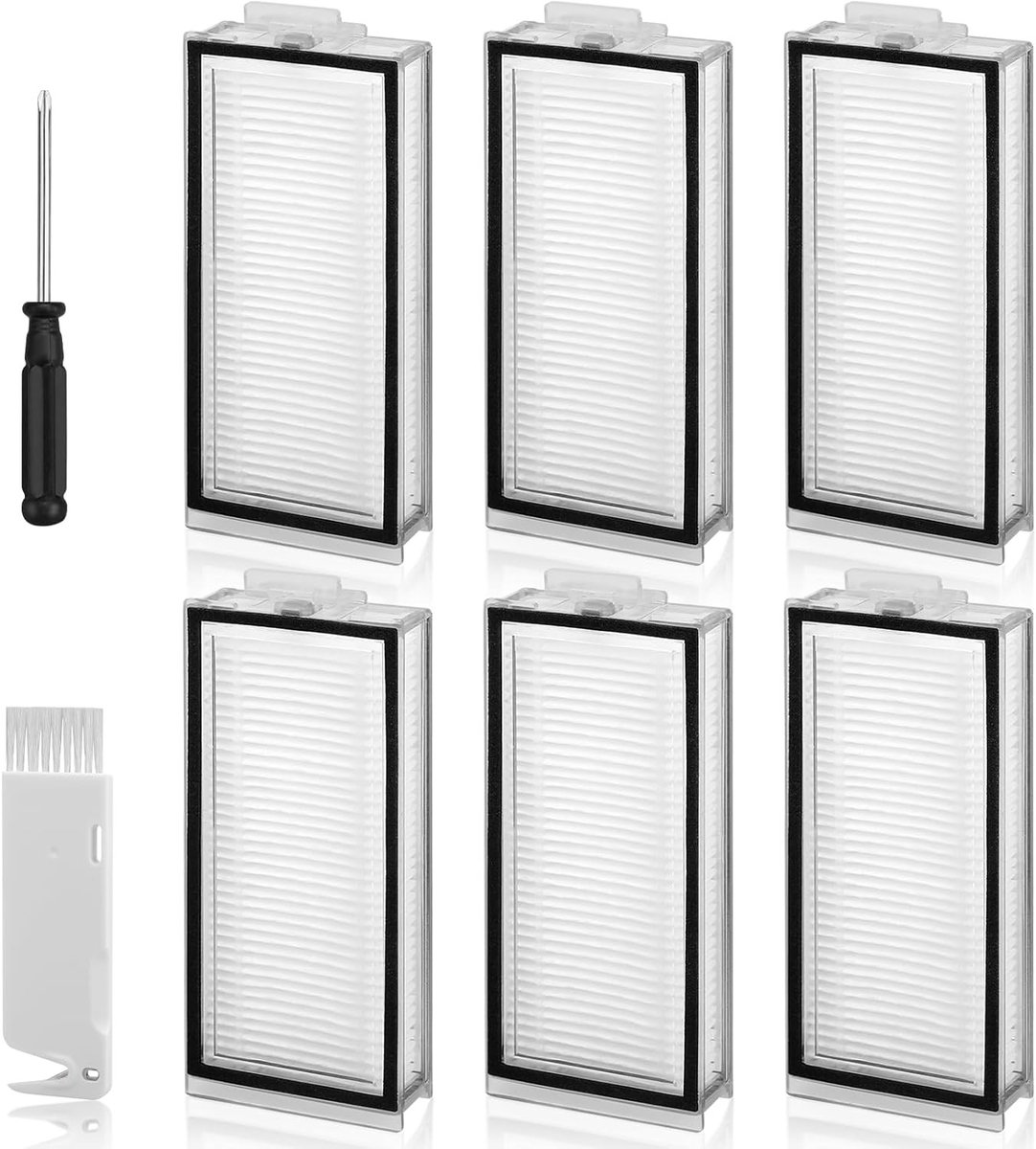 6 Stuks Wasbare Hepa Filters voor Robotstofzuiger - Vervangingsfilters voor Efficiënte Stofzuiging en Allergieën Bestrijden