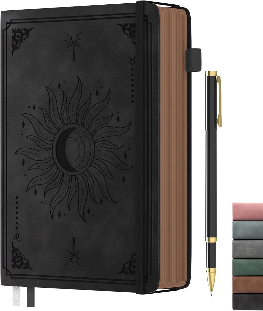 SnelShoppen - A5 Vintage Hardcover Notebook - Lined Journal met 366 Pagina's, 100gsm Dikte Papier, Inclusief Pen voor School, Werk en Reizen - 14.5 x