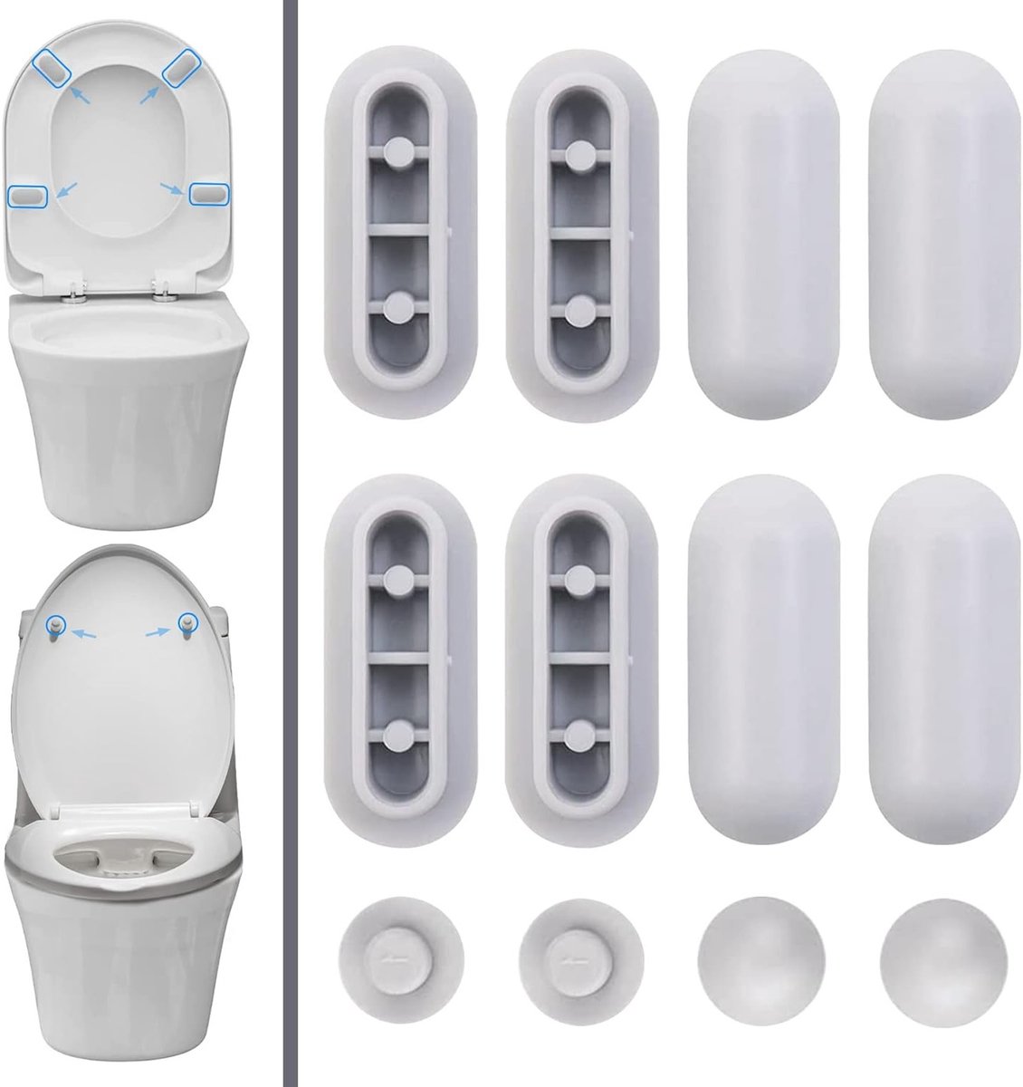 Vervangende Rubber en 12 Stuks Plastic Dempers voor Toiledezit - Comfort en Duurzaamheid
