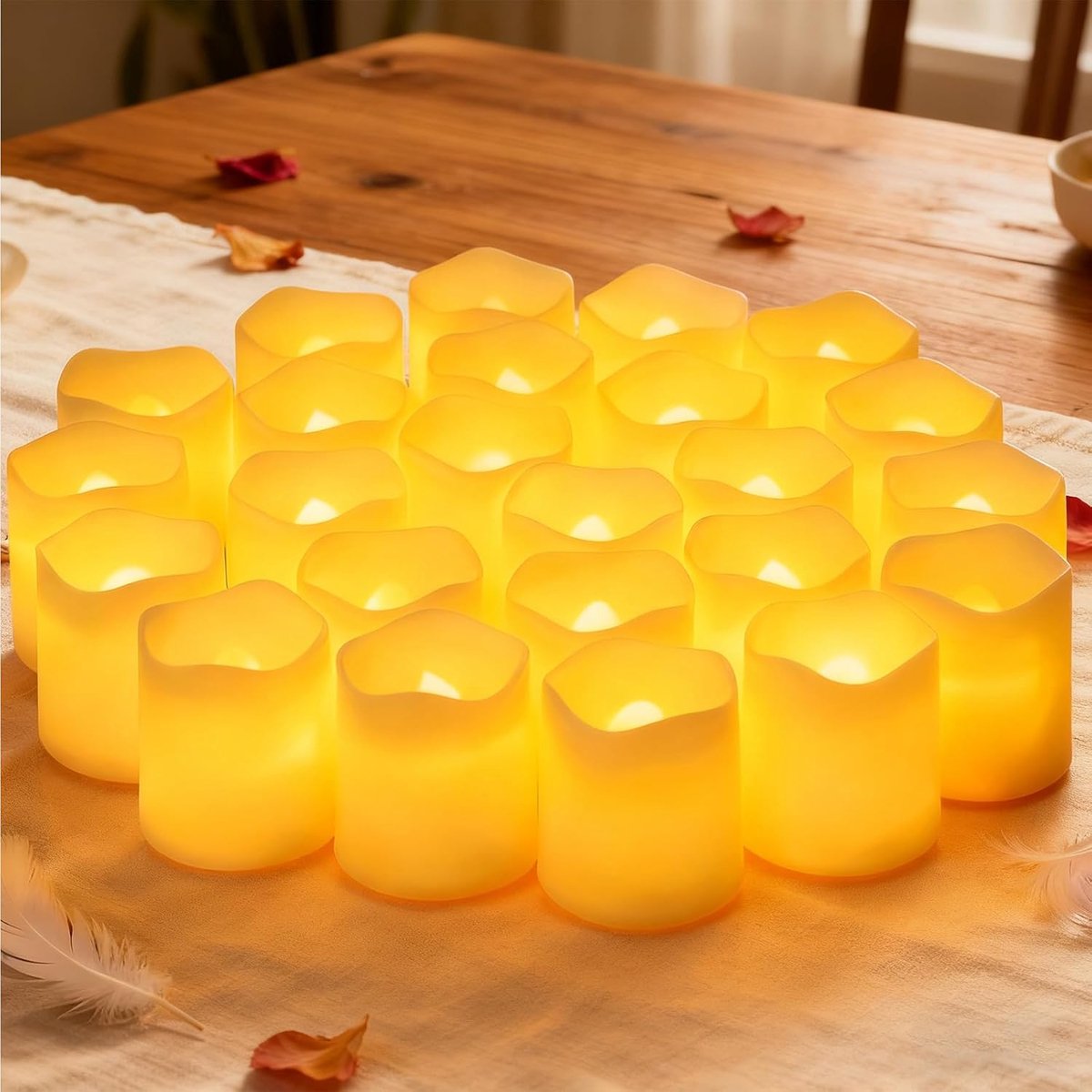 SnelShoppen - Pack van 24 LED Theelichtjes Flameless Warm Wit - Accu Aangedreven Flickerende Vlam Elektrische Kaarsen voor Feest, Bruiloft, Verjaardag