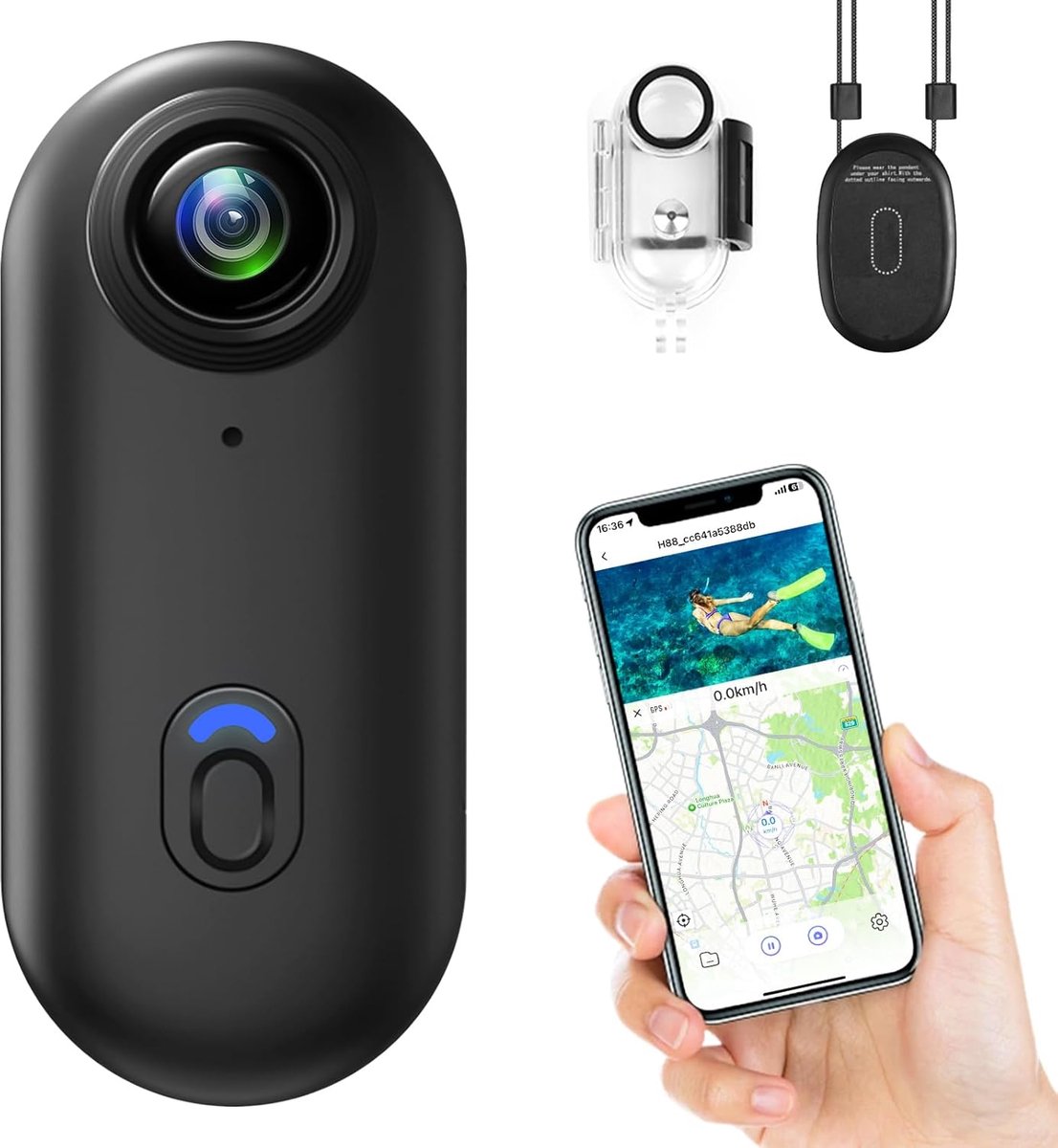 SnelShoppen - Action Camera 4K WiFi met 360° Case - Onderwatercamera tot 30M, Fiets Camera met 120° Groothoeklens, Sterke Magneet, 150 Minuten Accuduu