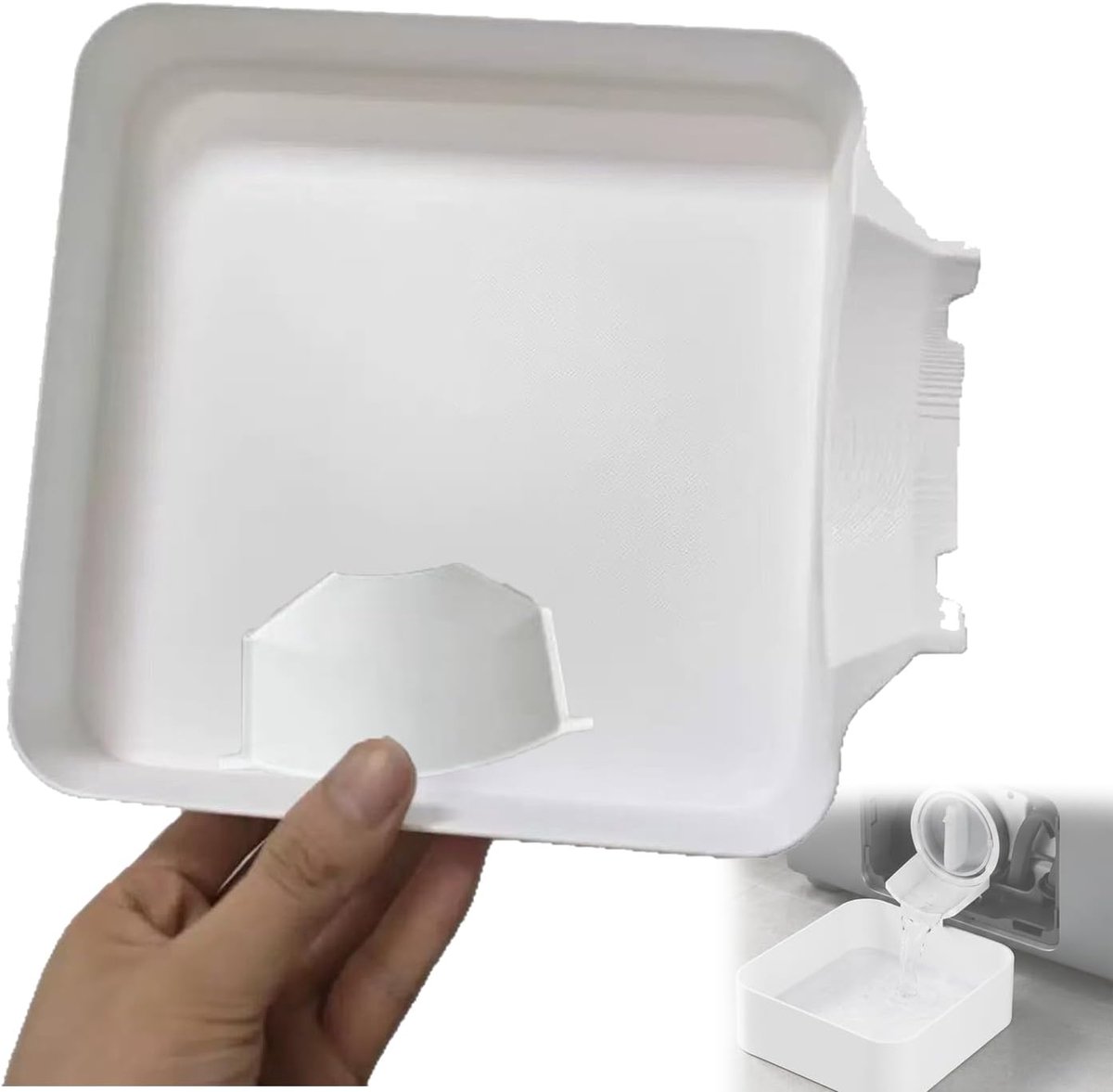 Afvoerbak voor wasmachine - Wateropvangbak en deflector - Universeel type - Lekbak van de wasmachine - Onderdelen voor wasmachines - Eenvoudig te installeren - Geschikt voor kelders, appartementen, stacaravans, garages en huurwoningen