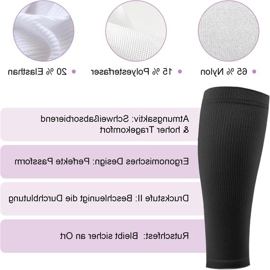 Compressiekousen voor Mannen en Vrouwen - 20-30 mmHg, Medische Steunkousen voor Thrombose en Bloedcirculatie, Gegradueerde Ondersteuning, 2 Paar — afbeelding 5