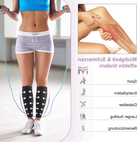 Compressiekousen voor Mannen en Vrouwen - 20-30 mmHg, Medische Steunkousen voor Thrombose en Bloedcirculatie, Gegradueerde Ondersteuning, 2 Paar — afbeelding 3