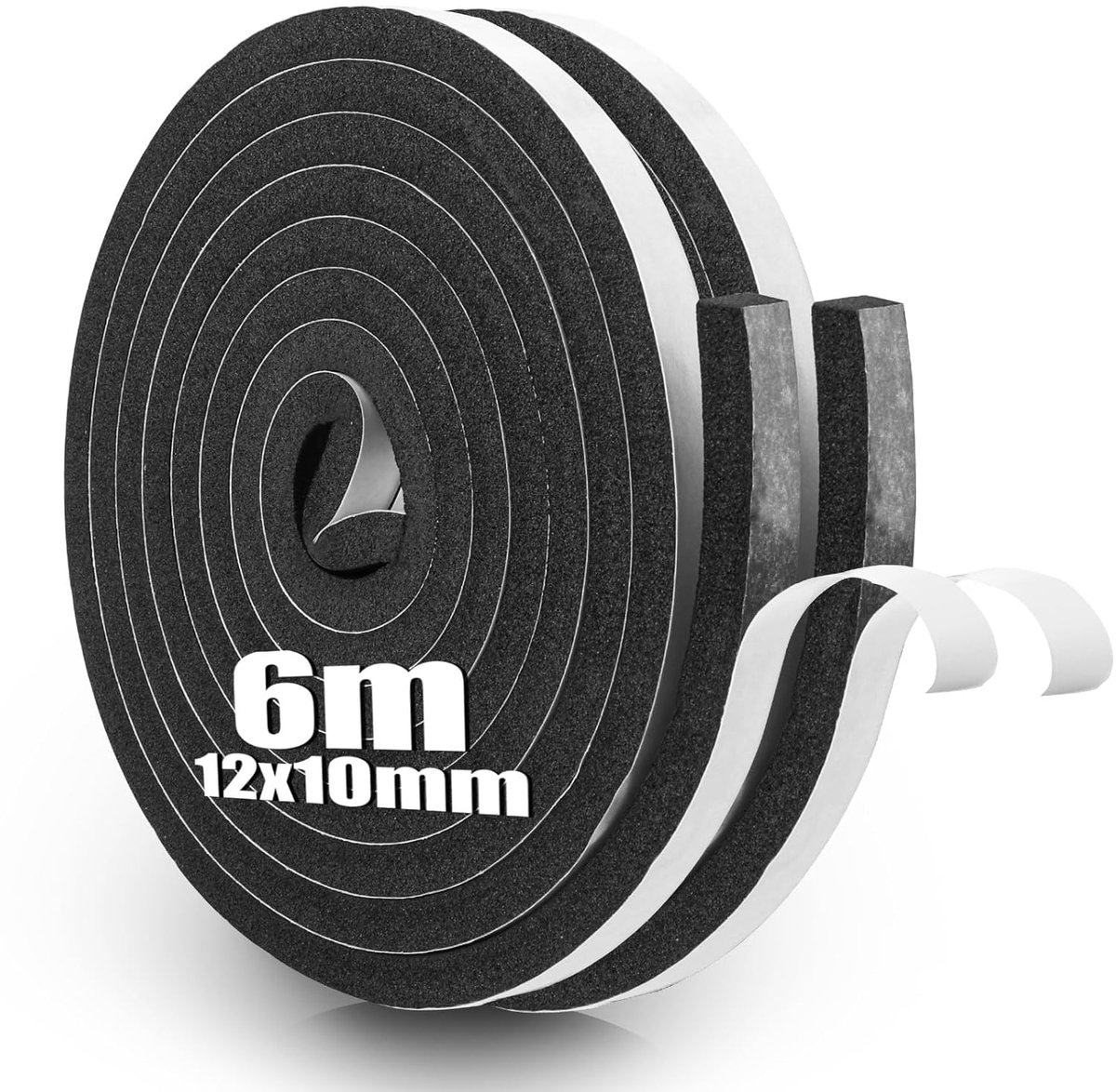 SnelShoppen - Pack van 2 Zelfklevende Foam Sealing Tape 12 mm x 10 mm x 3 m, Isolatietape, Sealing Strips voor Deuren en Ramen, Multifunctionele Schui