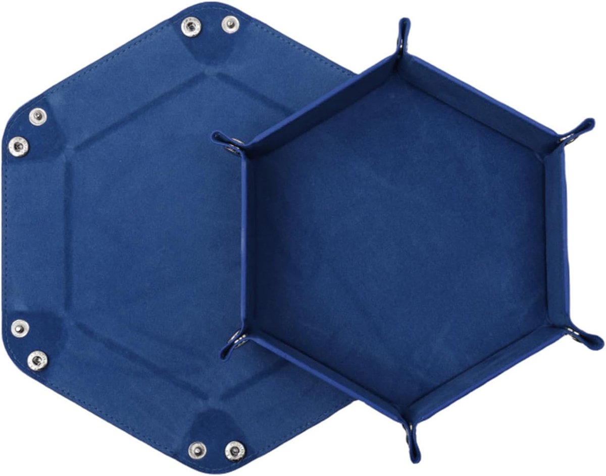 SnelShoppen - Inklapbaar Dobbelsteenbord - Zeshoekig Dobbelspel Dienblad van PU-leer met Fluweel Houder voor Dungeons and Dragons RPG - Opvouwbare Bla
