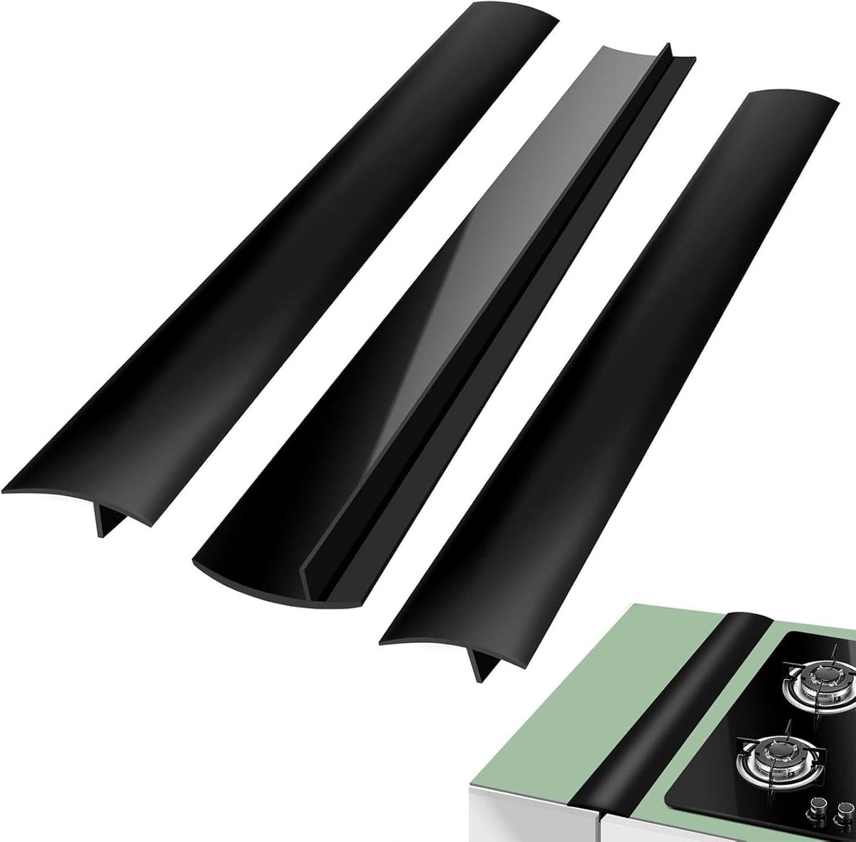 SnelShoppen - Pack van 3 Silicone Deksel voor Keuken Sleuven, 63.5 cm Lange Zealen voor Tussen Aanrecht, Fornuis, Oven, Wasmachine en Keukenapparaten