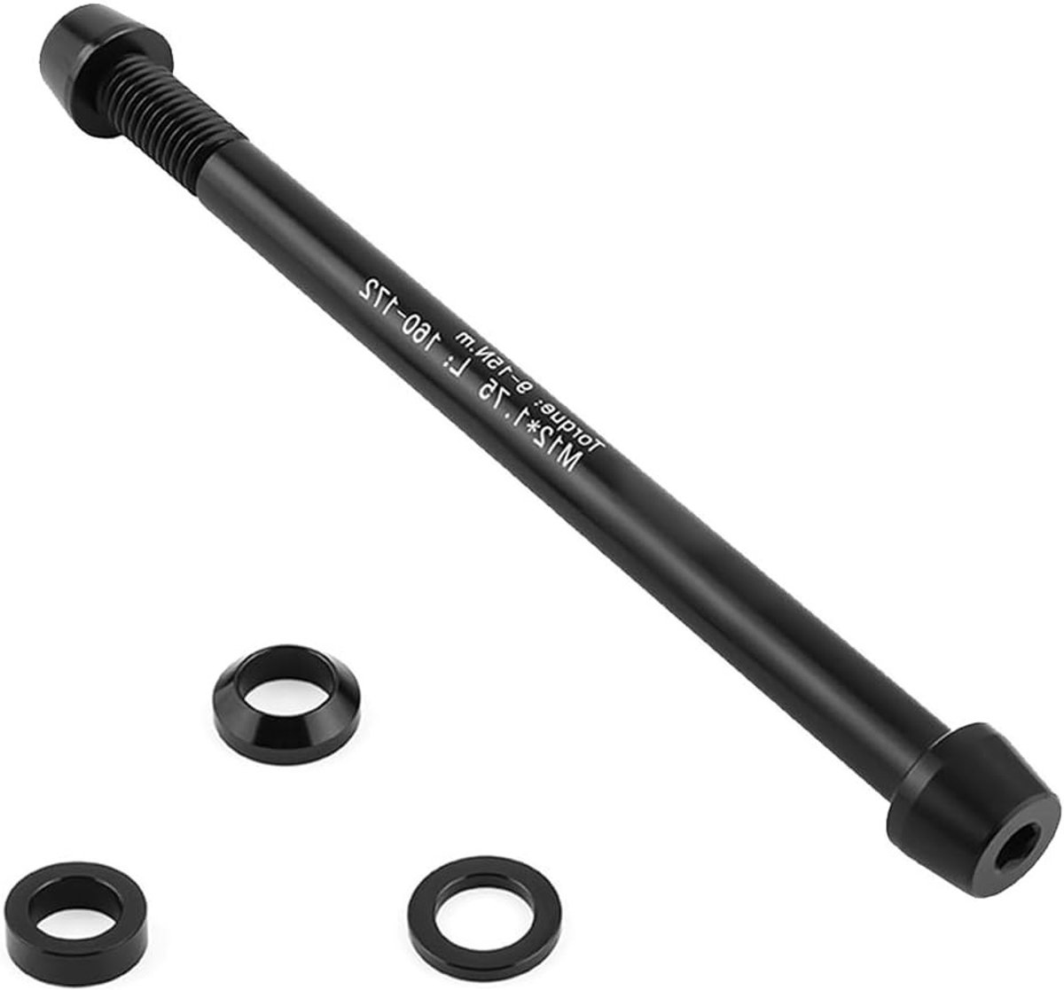 Steekas-adapter voor fiets roltrainer van aluminiumlegering, M12 x 1,5 schroefdraad, verstelbaar van 160 tot 172 mm, geschikt voor diverse fietsen