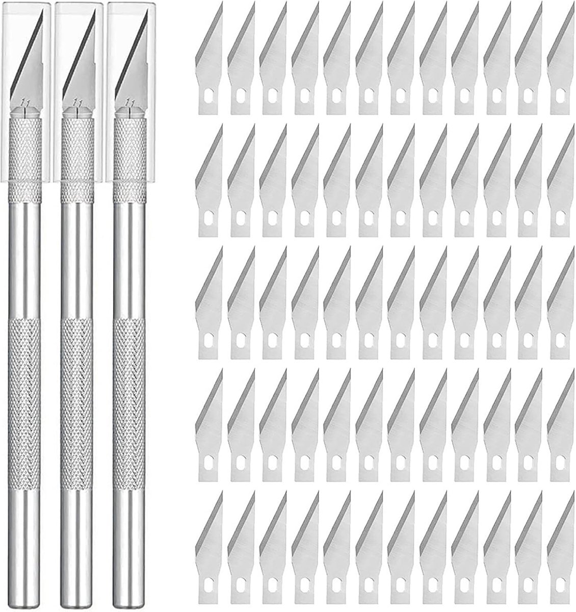 Thijox - Knutselmessen Scalpelset 63 Stuks - Precisie Snijmes, Hobbymessen, Cutter met Beschermkap voor Creatieve Doe-Het-Zelf Projecten