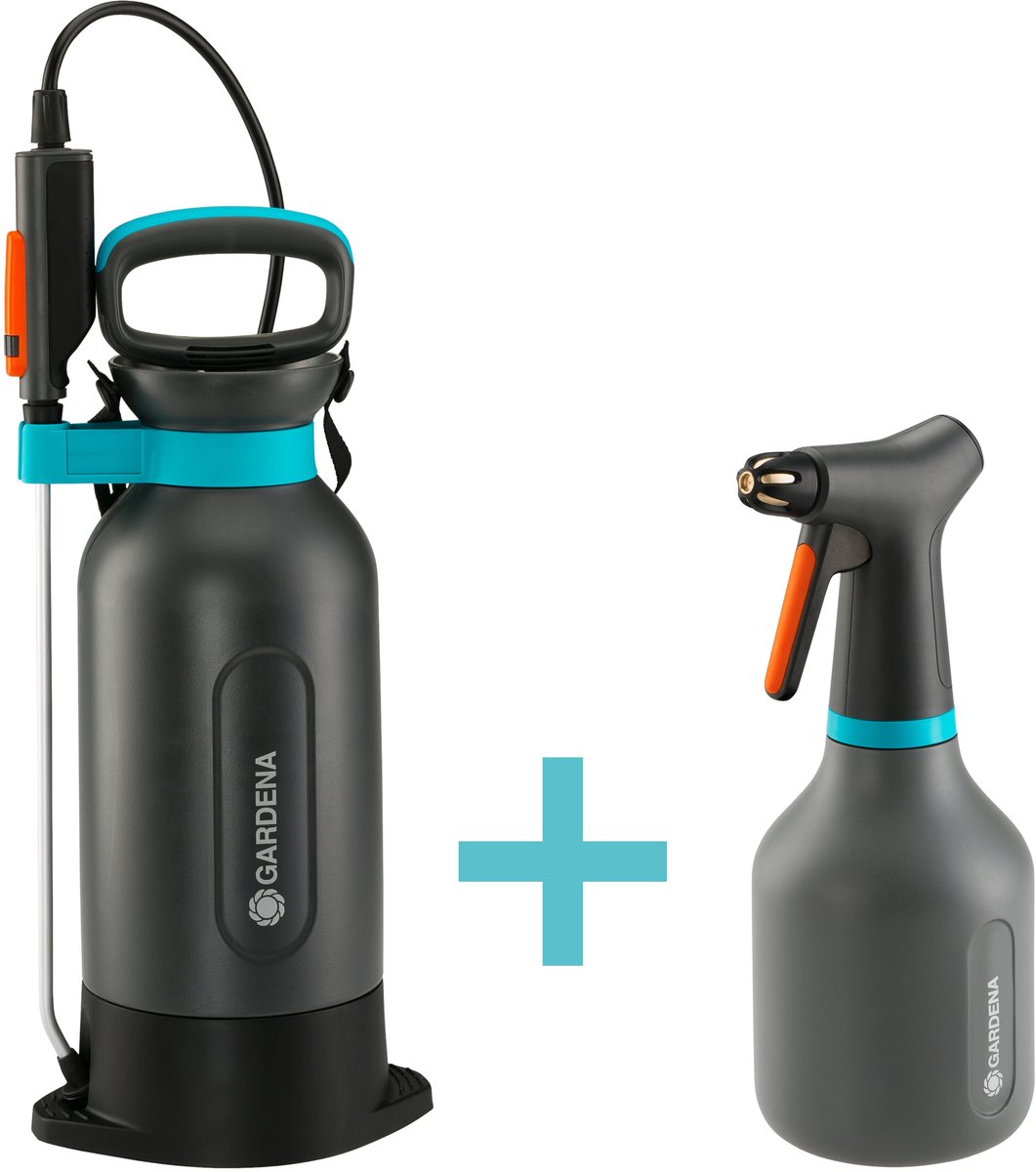 GARDENA Drukspuit 5L Comfort & Plantenspuit 0,75L Set - Voor Bemesting, Gewasbescherming en Plantenverzorging