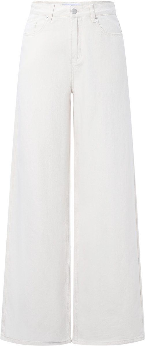 Comfortabele Dames Denim 'Wijde Jeans' met Flatterend High-Waist Silhouet - Gebroken Wit - Maat XL