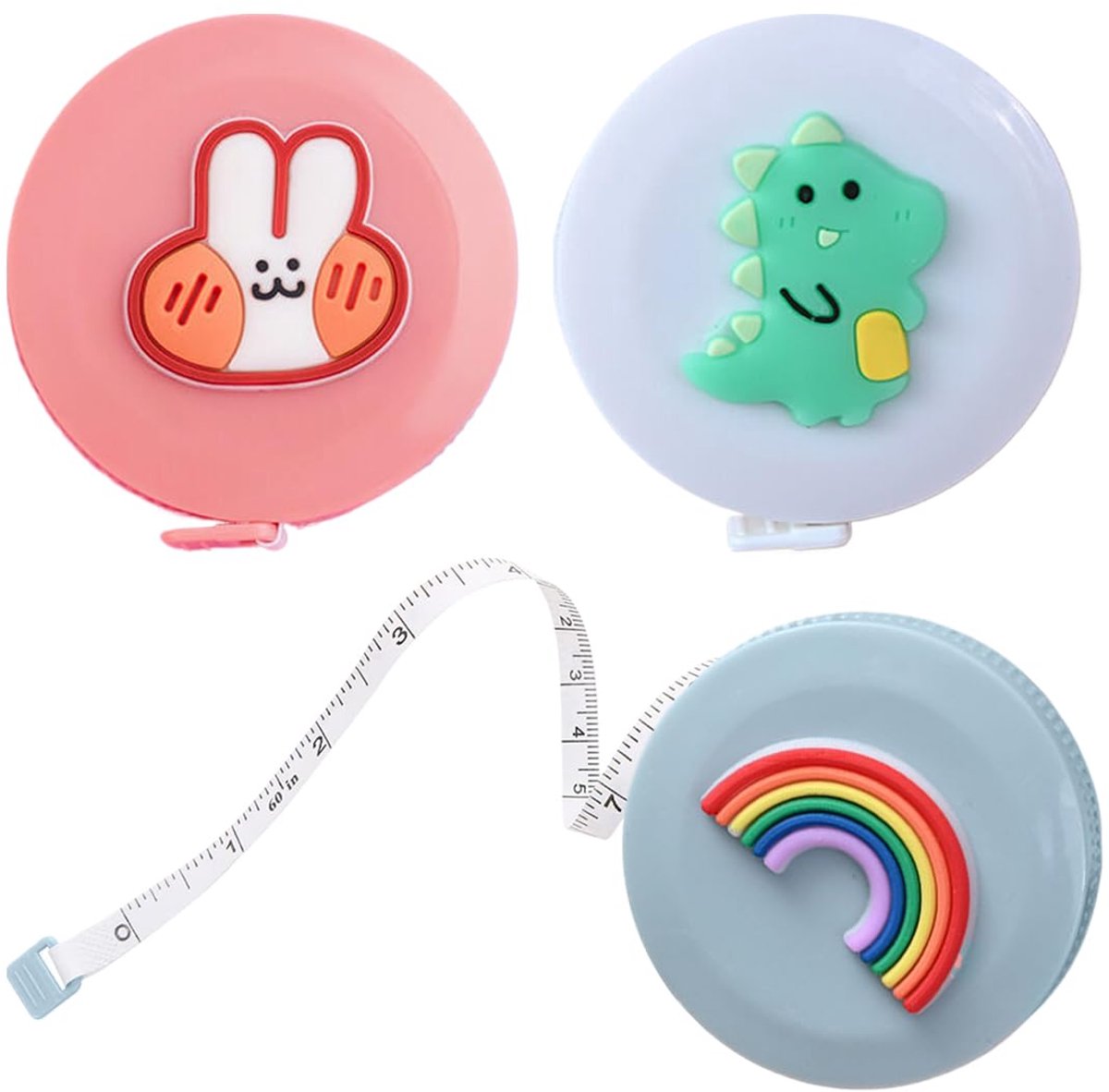 SnelShoppen - 3 Sets Soft Tape Measure - Cartoon Tailor's Tape - Dubbele Schaal - Flexibel en Duurzaam - Perfect voor Naaien, Meten en Creatieve Proje