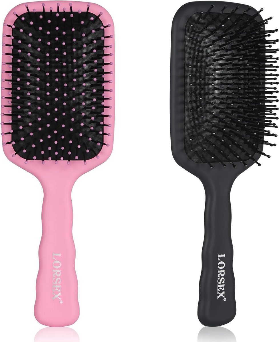 SnelShoppen - Set van 2 Haarborstels, Grote Paddle Ontklittende Haarborstel voor Vrouwen, Mannen en Kinderen, Geschikt voor Nat/Droog Haar, Verzachten
