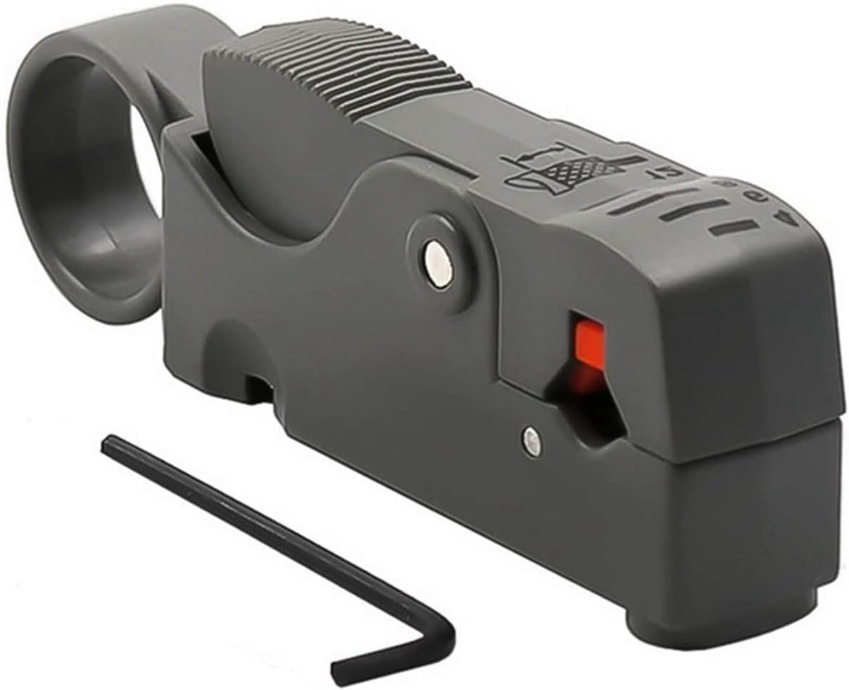 Thijox - Coaxiale Kabel Stripper Cutter Tool - Roterende Kabelstripper voor RG6, RG59/62, RG58 - Universele Coax Striptang met 2 Messen - Kwalitatieve