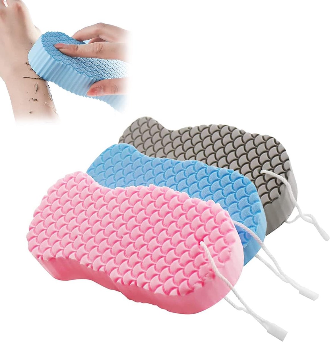 SnelShoppen - 3x Super Zachte Exfoliatie Bad Spons, Ultra Zachte Scrub Spons Doucheborstel voor Volwassenen, Kinderen en Baby's, PVA Materiaal, Ideaal