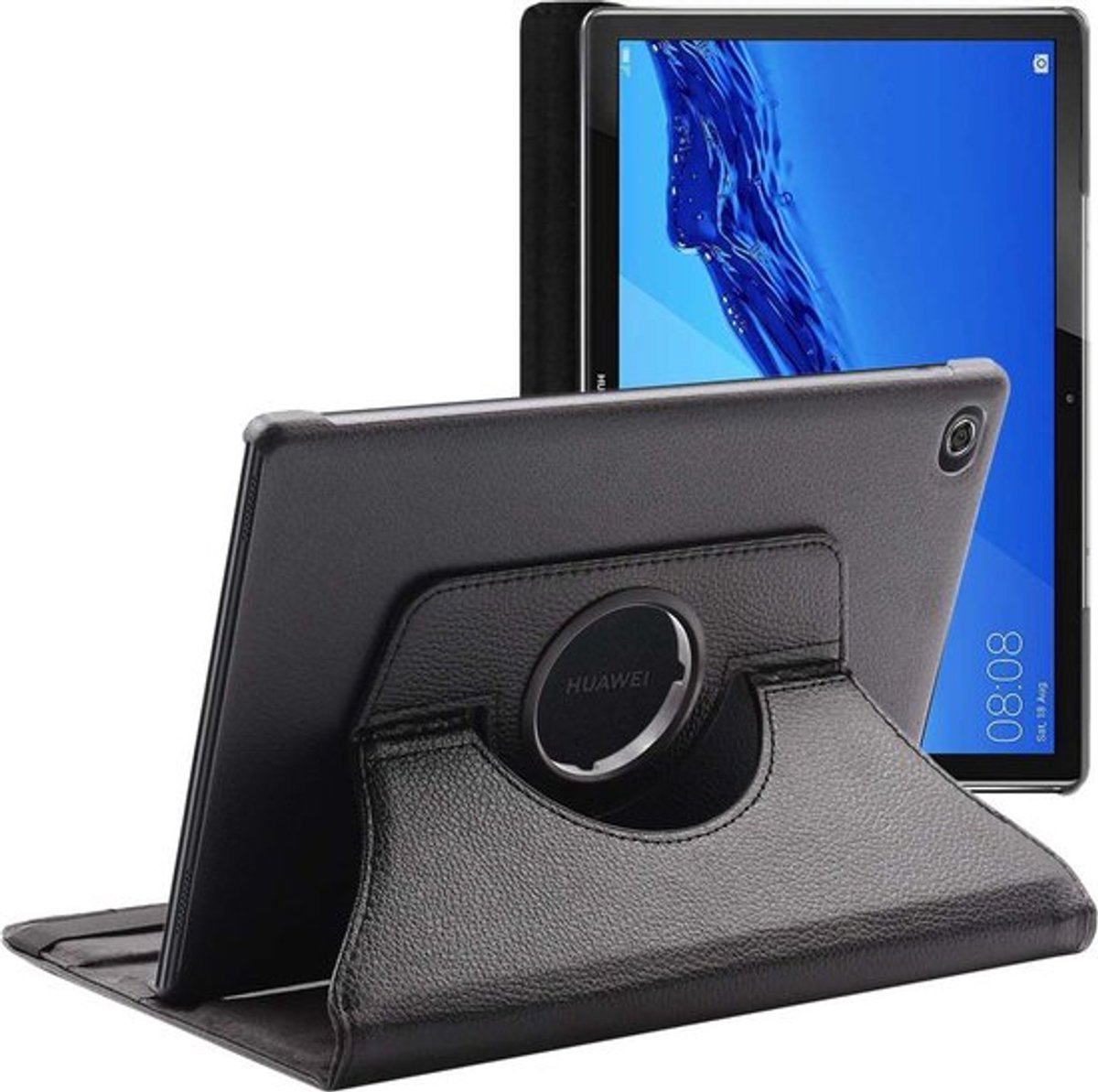 ebestStar - Hoes geschikt voor Huawei MediaPad M5 Lite 10.1, Roterende Etui, Case, 360° Draaibaar hoesje, Zwart