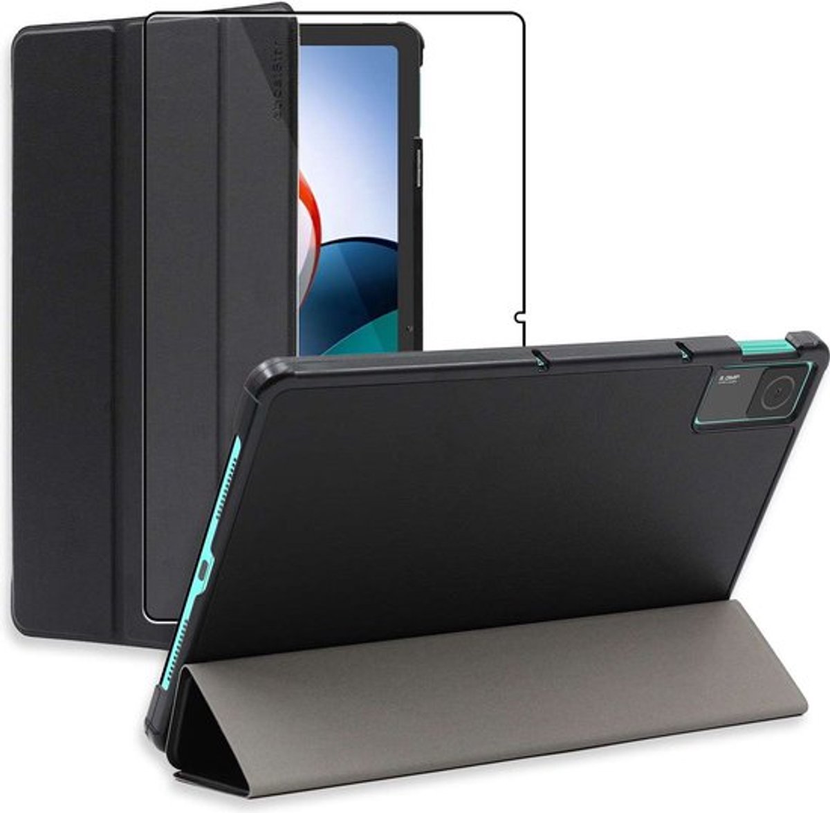 ebestStar - Hoes geschikt voor Xiaomi Redmi Pad, Slanke Design PU Lederen Etui, Automatische Slaap/Wake, SmartCase hoesje, Zwart + Gehard Glas
