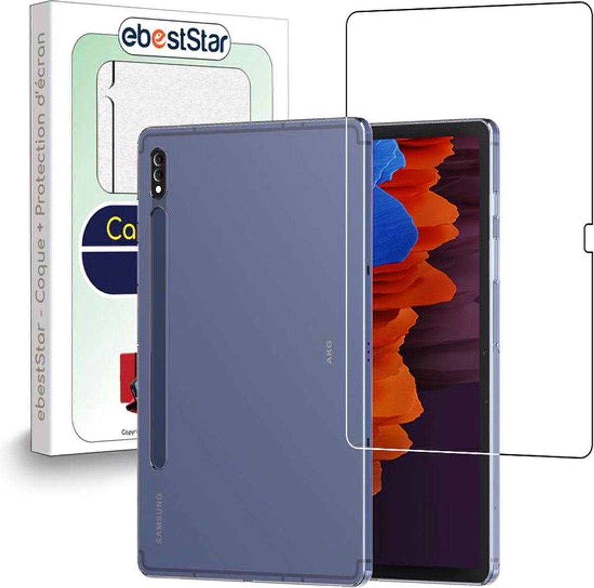 ebestStar - Hoes geschikt voor Samsung Galaxy Tab S7+ SM-T970, Back Cover, Beschermhoes anti-luchtbellen hoesje, Transparant + Gehard Glas