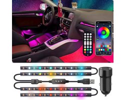 SnelShoppen - LED Interieurverlichting Auto - Mood Lighting met App & Afstandsbediening - 5050 LEDs - USB Aansluiting & Sigarettenaansteker - Flexibel