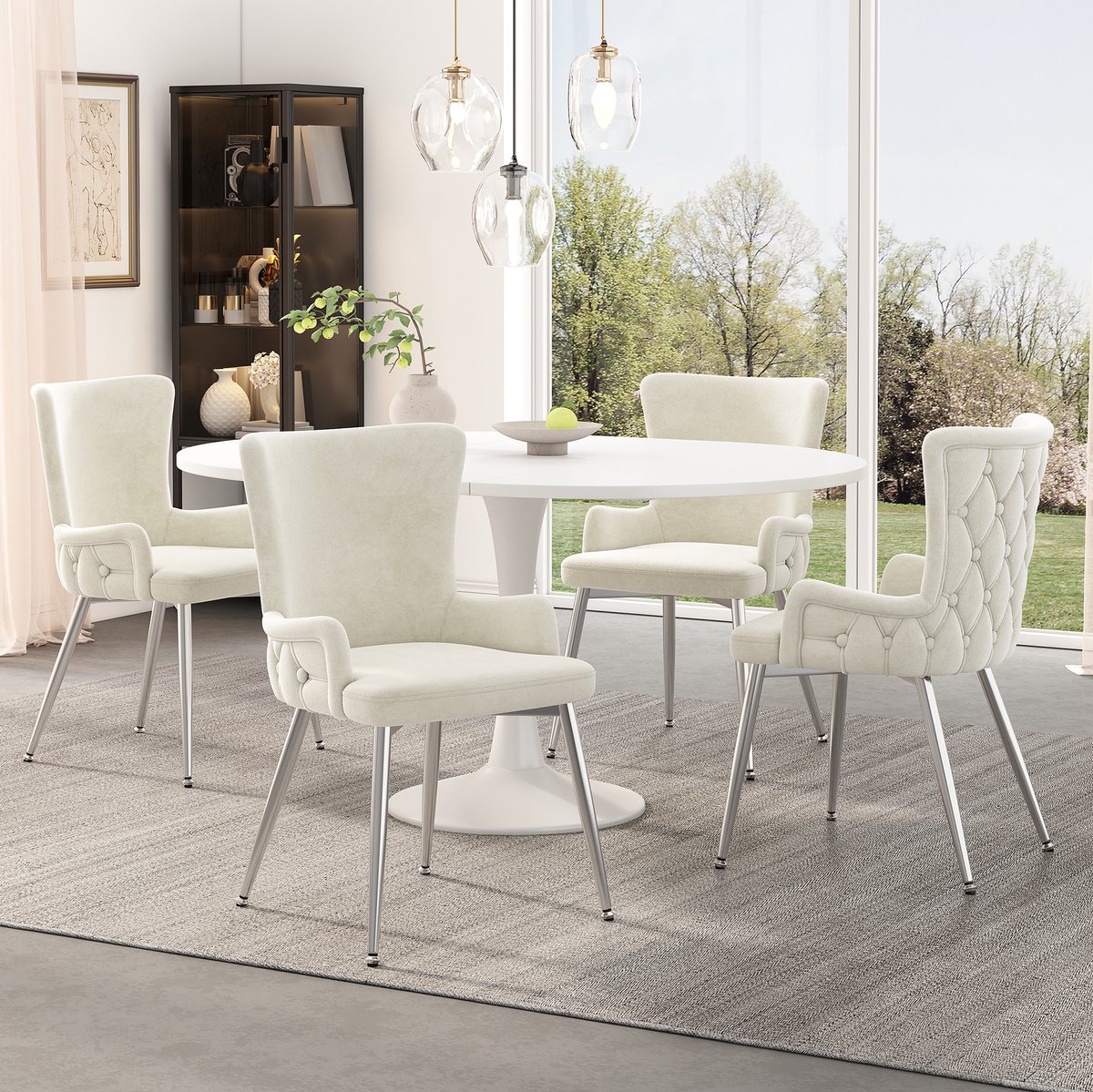 Eetkamerstoelen - Eetkamerstoel - set van 4 - Stoelenset - Eettafelstoel - Fluwelen eetkam