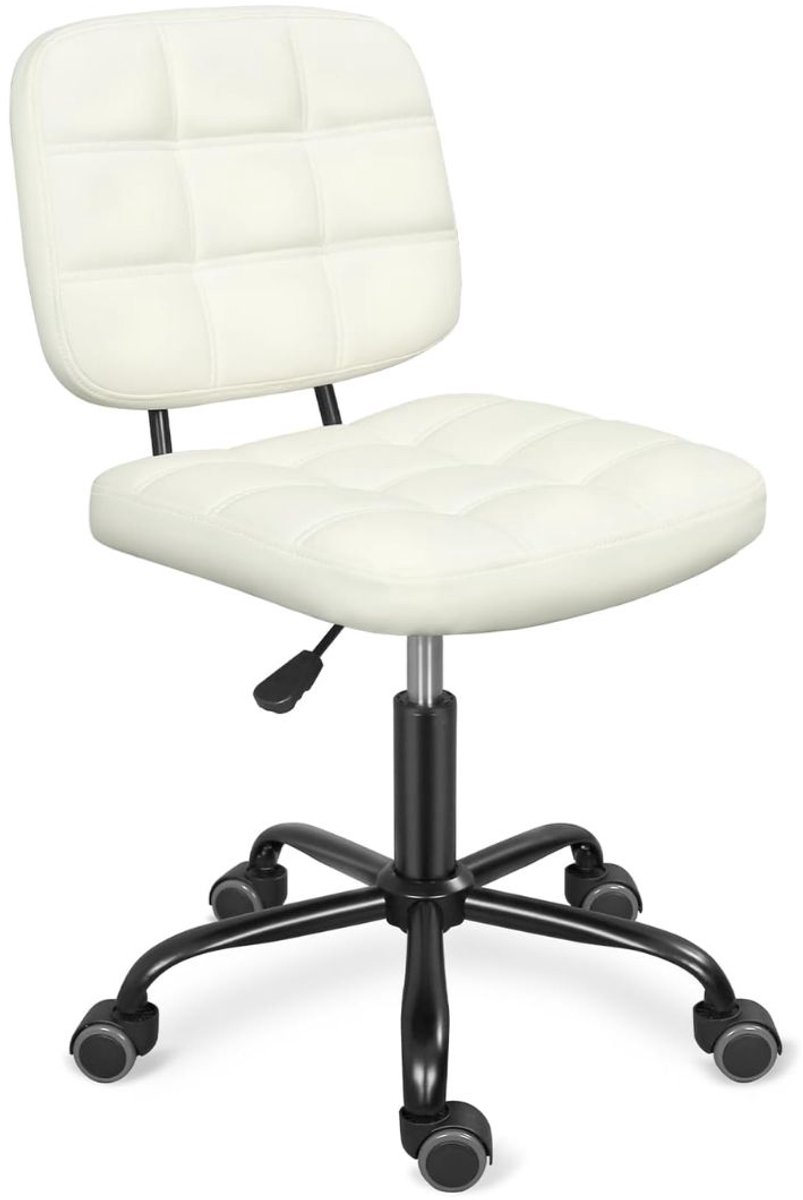 KIRA® Bureaustoel - Ergonomische Draaistoel - In Hoogte Verstelbare Bureaustoelen - Wit - 39cm x 43cm x 85cm