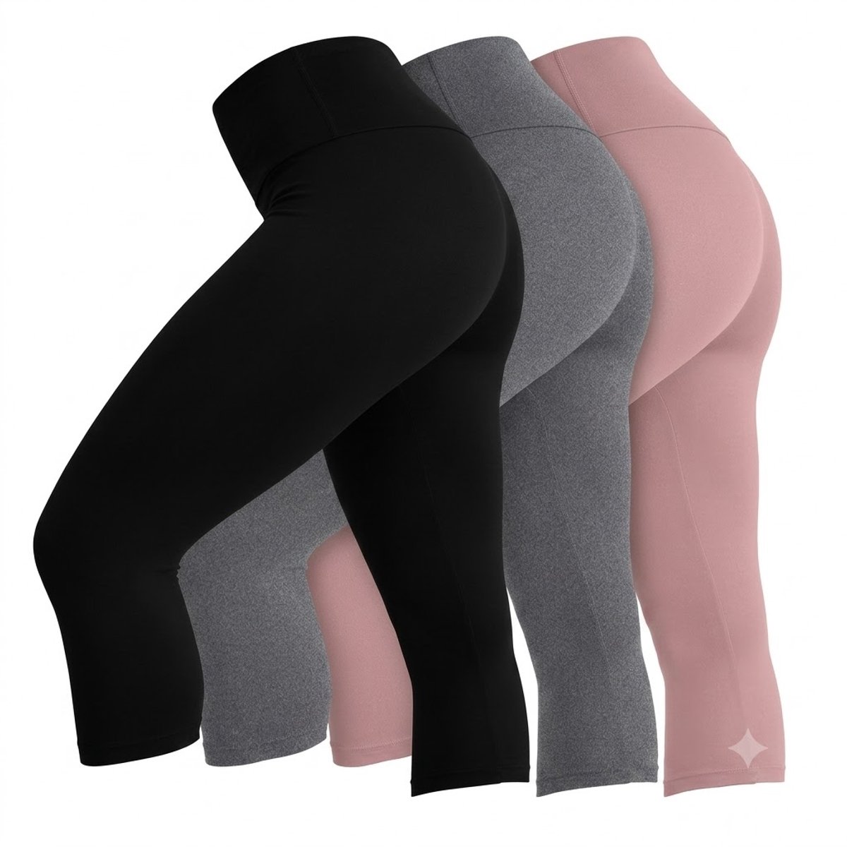 Gemengde kleuren yoga capri legging dames 3 pack hoge taille sport legging buik controle pilates legging 3/4 legging fitness legging niet doorschijnend elastische workout broek M