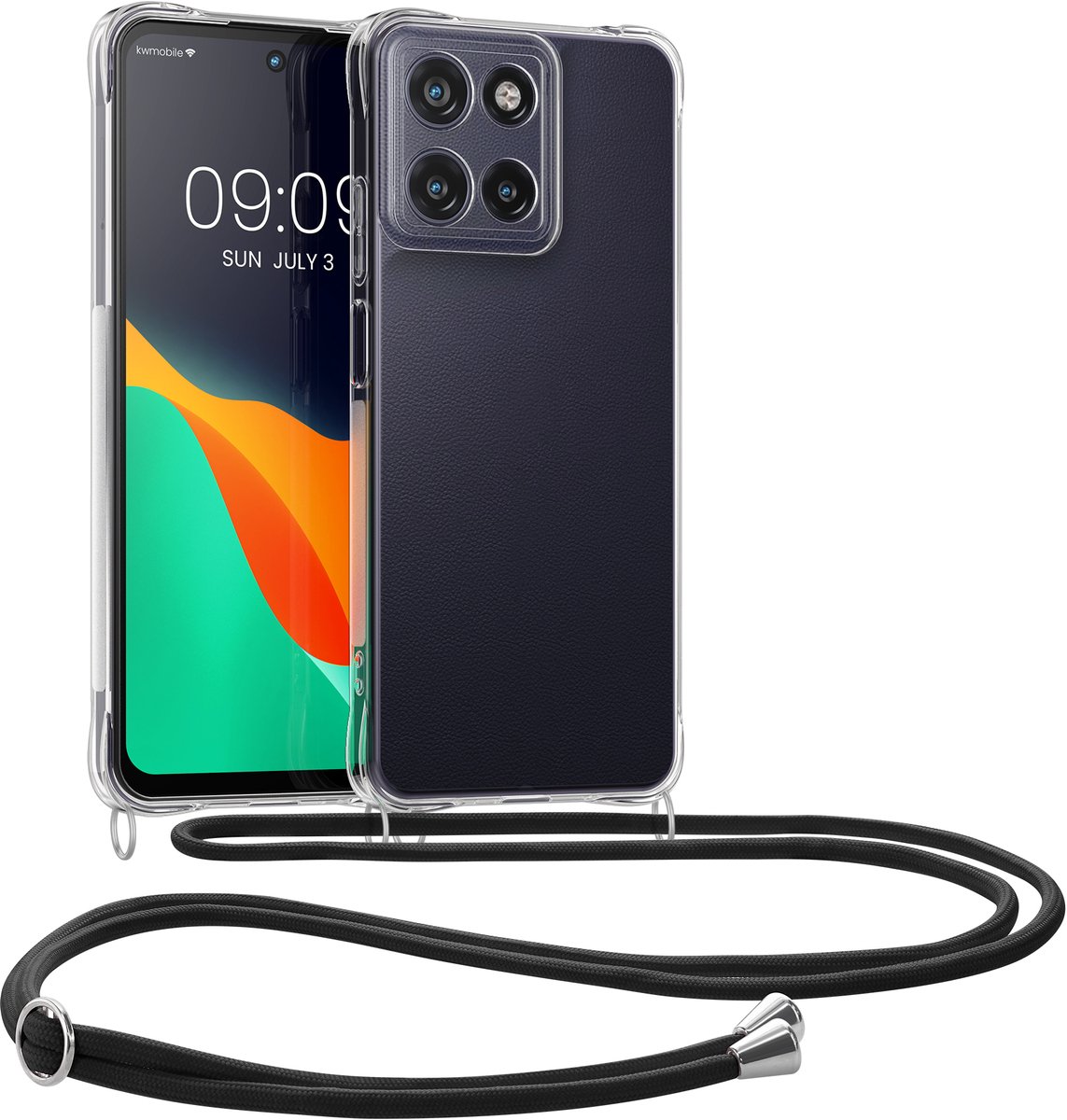 kwmobile telefoonhoesje geschikt voor Motorola Moto G15 / G15 Power/ G17 / G17 Power - Hoesje met telefoonkoord - Back cover in transparant