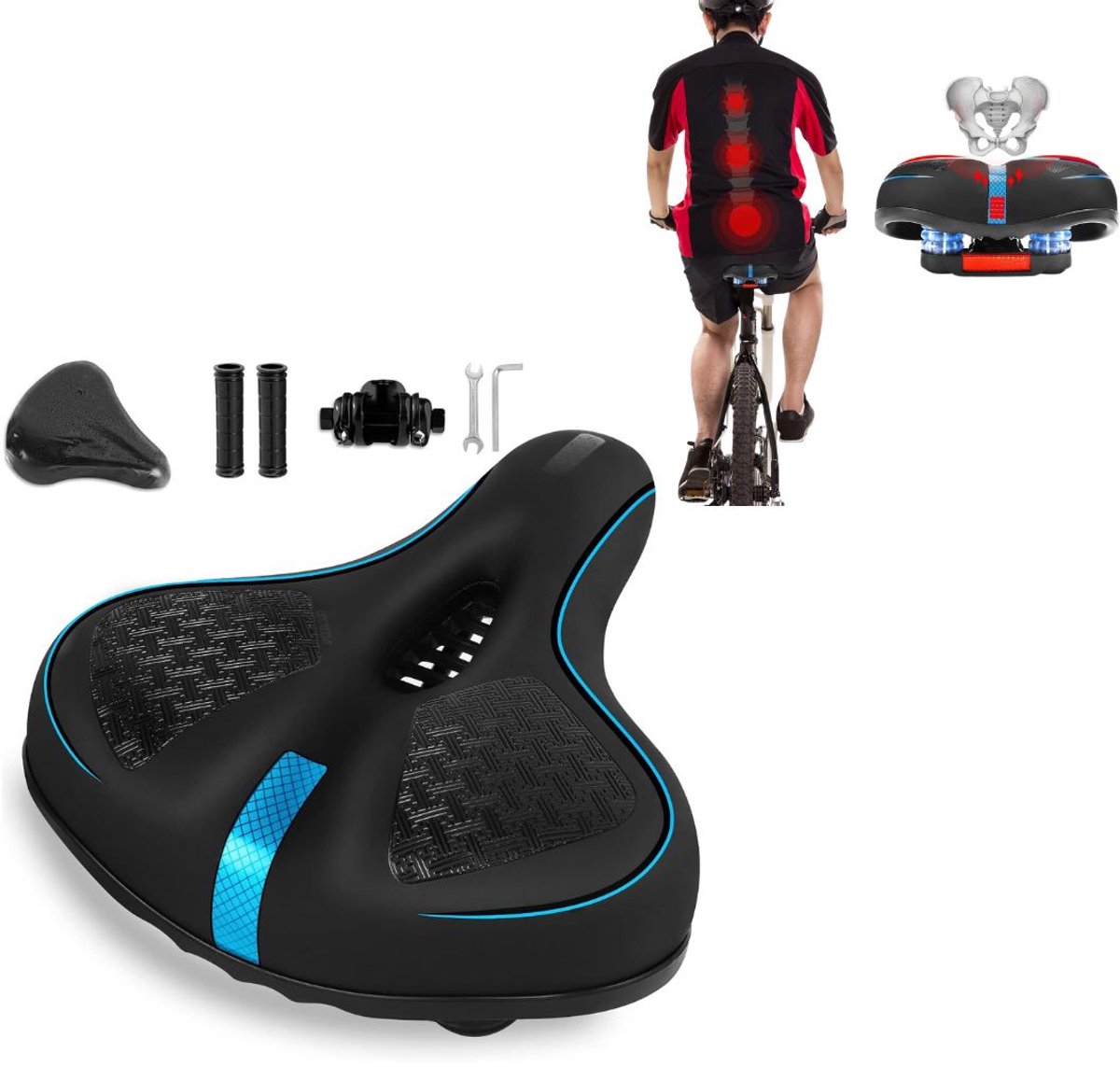 ApexArte® Fietszadel Comfort Gel - Ergonomisch Zadel - Lange Fietsritten - Zwart