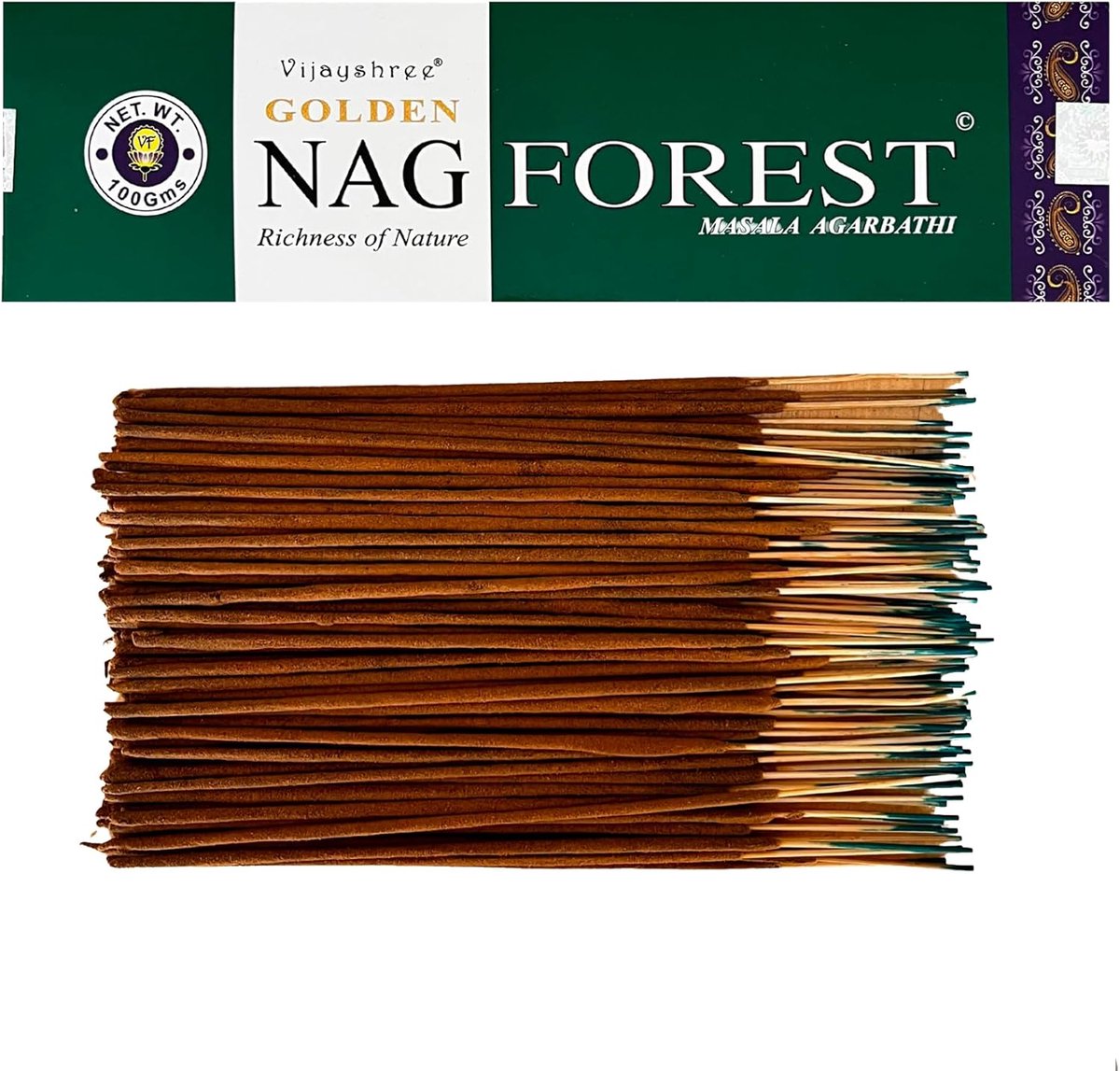 SnelShoppen - Vijayshree Golden Nag Geurige Wierookstokjes, 100 g, 5 Pakketten van 20 g, Aromatherapie, Meditatie, Yoga, Duurzame Verpakking