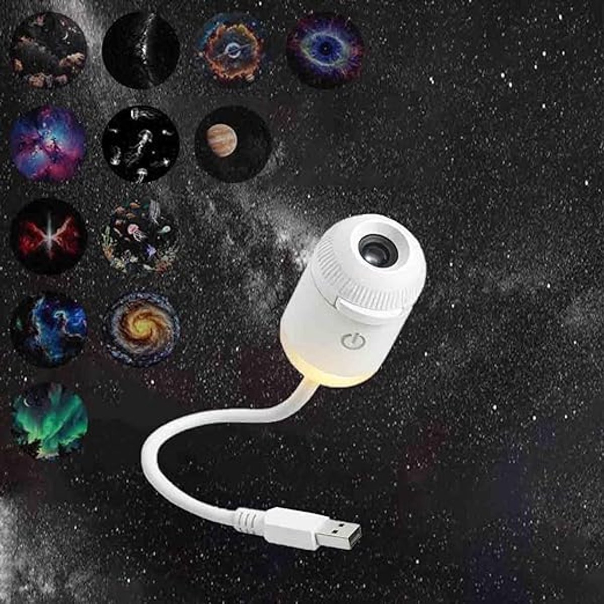 Sterren projector - Projector - Nachtlamp Projector - Sterrenlamp - 360° Verstelbaar - kamer decoratie - voor Auto, Planetarium, Slaapkamer, Woonkamer - wit