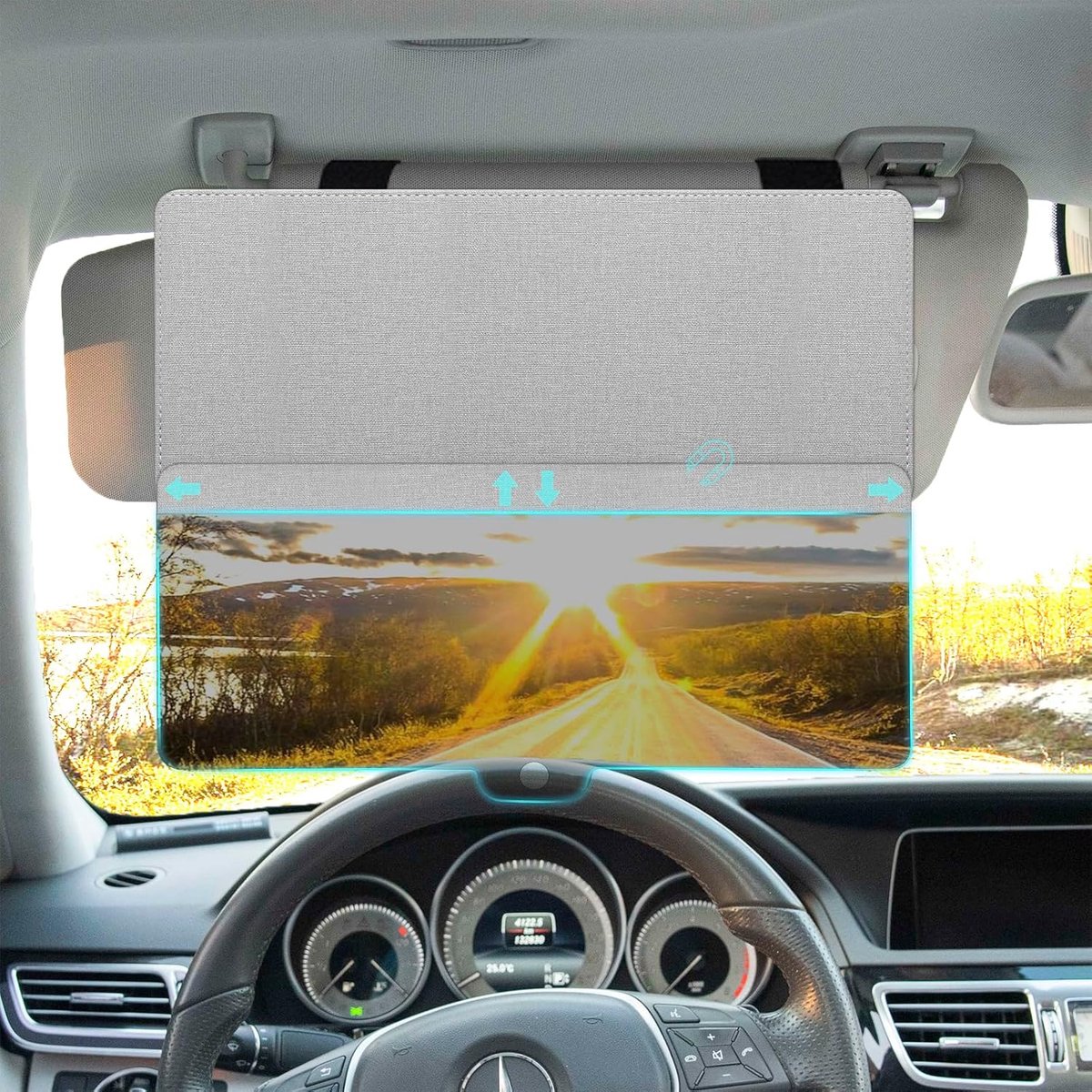 Verlenging voor de auto, voor bestuurder of passagier op de voorstoelen, beschermt tegen verblinding, uv-stralen, zonbescherming voor veilig rijden, universeel, grijs