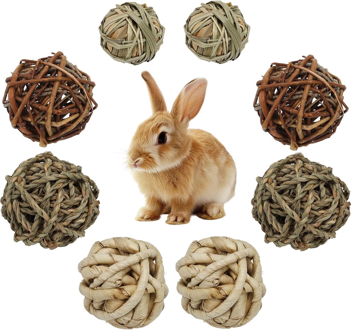 SnelShoppen – Chewing Balls 8 Stuks Knaagdier Speelgoed – Natuurlijke Grasballen voor Konijnen, Cavia’s, Hamsters, Gerbils, Chinchilla’s – Leuk en Duu SnelShoppen – Chewing Balls 8 Stuks Knaagdier Speelgoed – Natuurlijke Grasballen voor Konijnen, Cavia’s, Hamsters, Gerbils, Chinchilla’s – Leuk en Duu