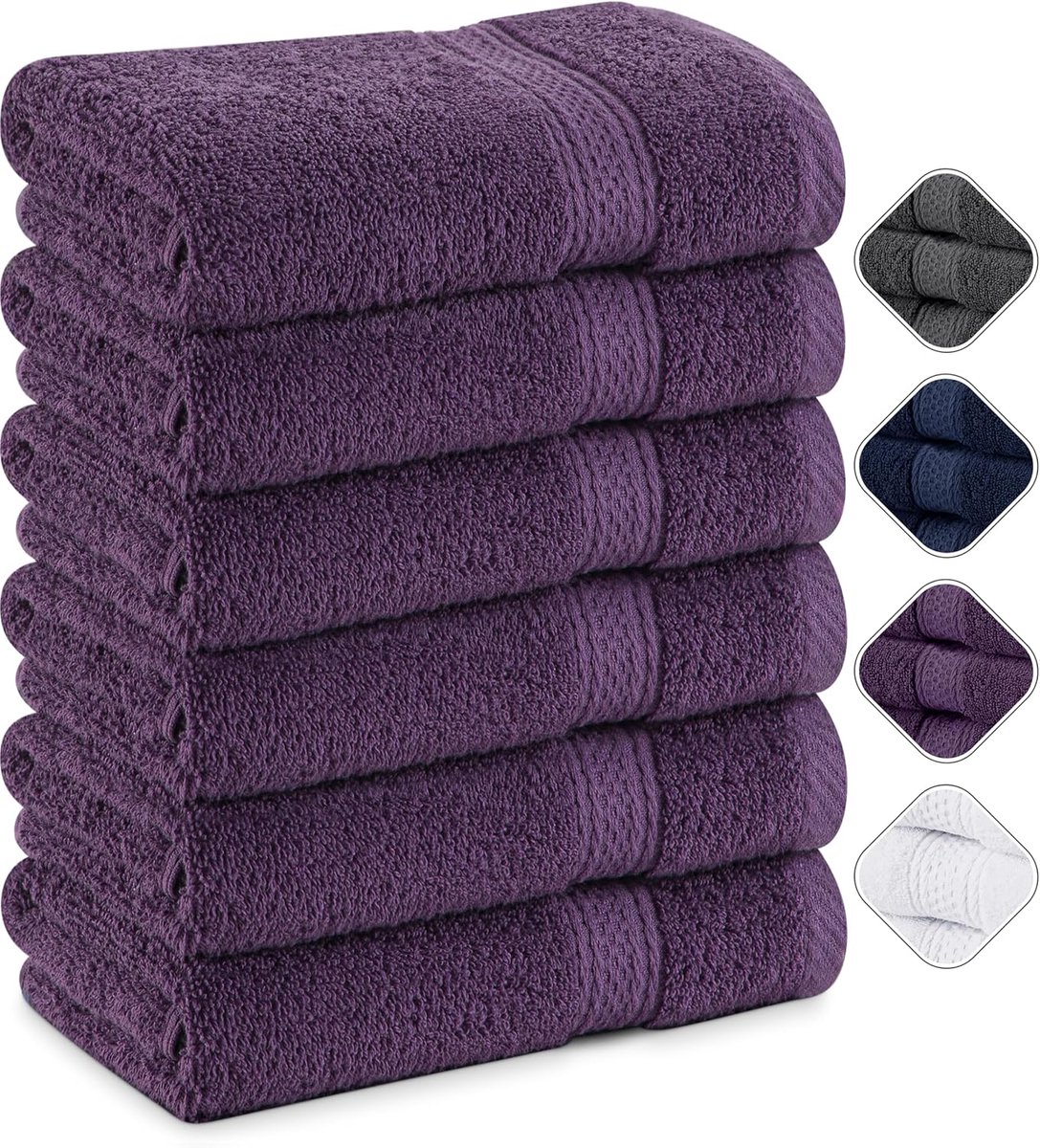 SnelShoppen - Set van 6 Handdoeken 50x100 cm - Zachte en Absorberende Terry Handdoeken met Haak - Perfect voor Thuis, Zwembad, Gym en Camping - Kleur: