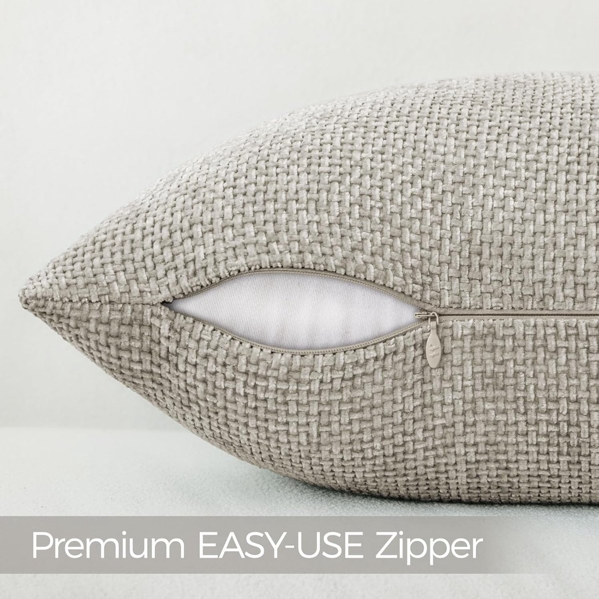 SnelShoppen - 2x Taupe Chenille Kussensloop 45x45 cm - Fluffy Decoratieve Kussenhoezen - Wasbare Sofakussens voor Woonkamer en Kinderkamer