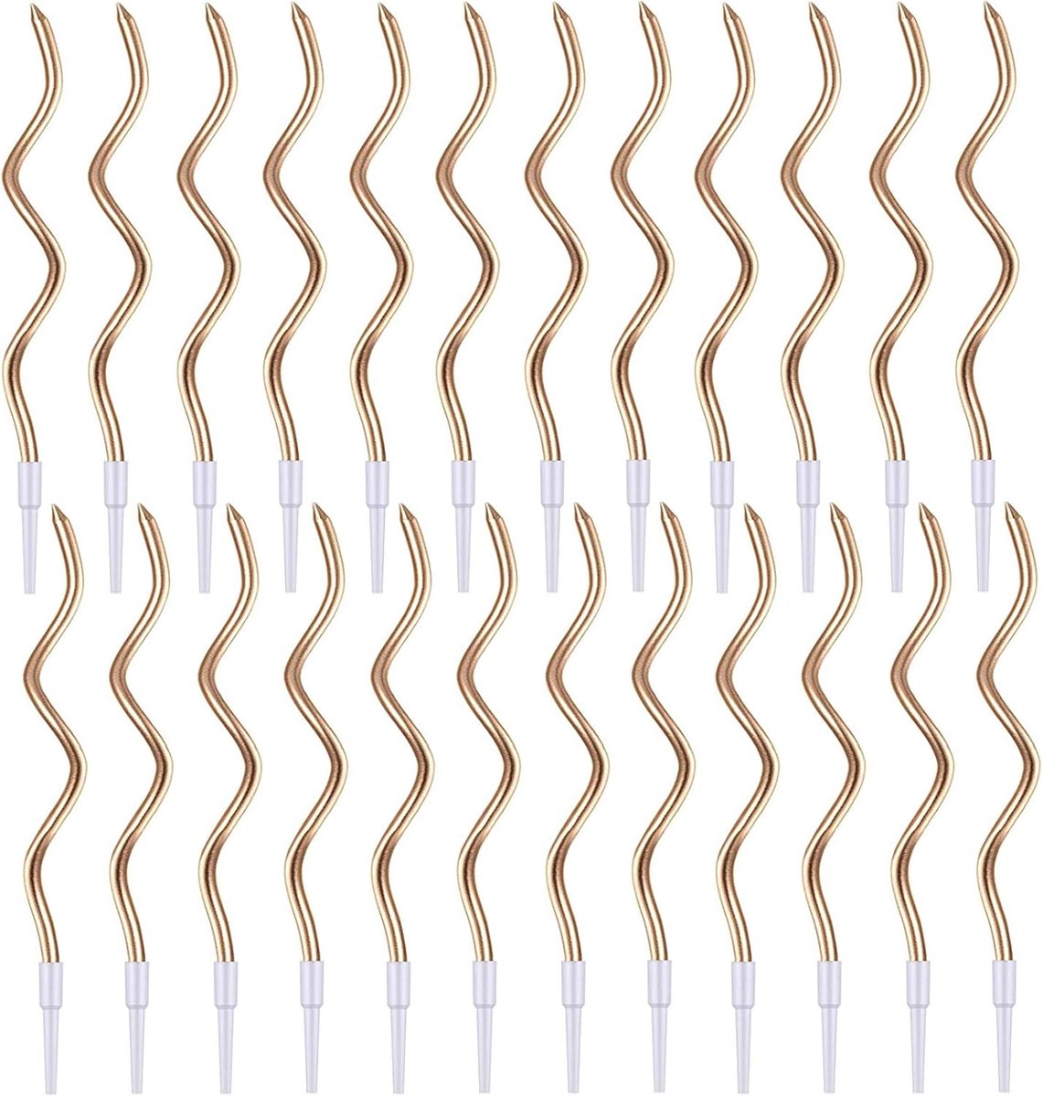 SnelShoppen - Spiral Verjaardagskaarsen - 24 Metallic Taartkaarsen met Houder voor Verjaardag, Bruiloft, Feest, Cupcakes, Decoraties - Diverse Kleuren