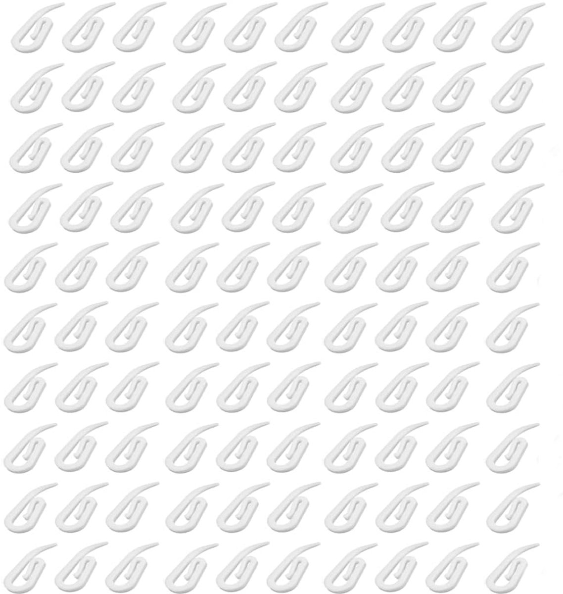 SnelShoppen - 100 Stuks Gordijnhaken, Wit, 28 x 11,5 mm, Stevige Kunststof Bevestiging voor Ramen, Deuren, Douche, Soepel en Stil Glijden, Perfect voo