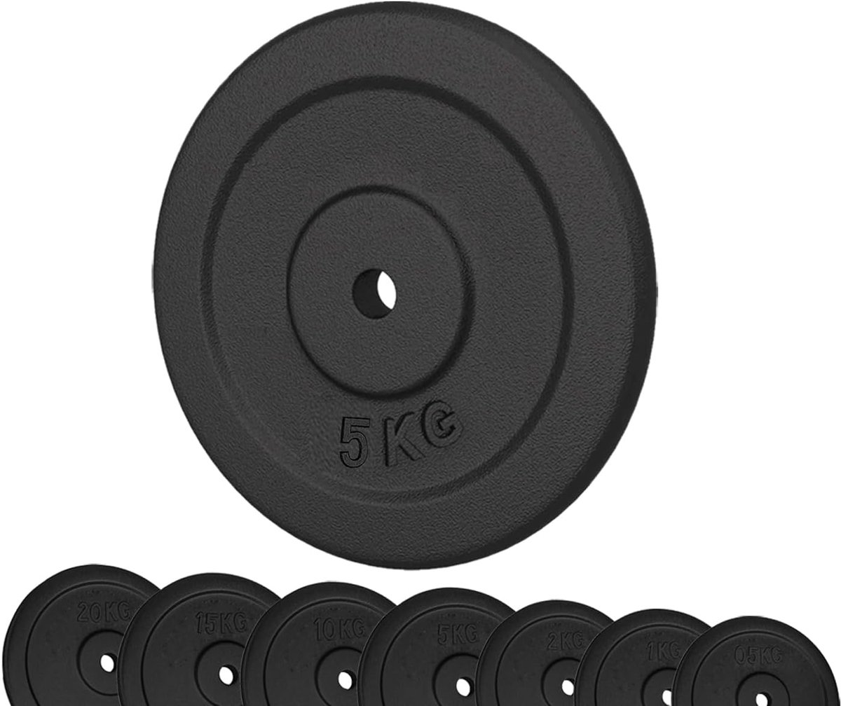 SnelShoppen - G5 HT SPORT gietijzeren gewichtschijven 25 mm, dumbbells en barbells, 0.5 tot 20 kg, voor gym en thuisfitness, hoge kwaliteit en duurzaa