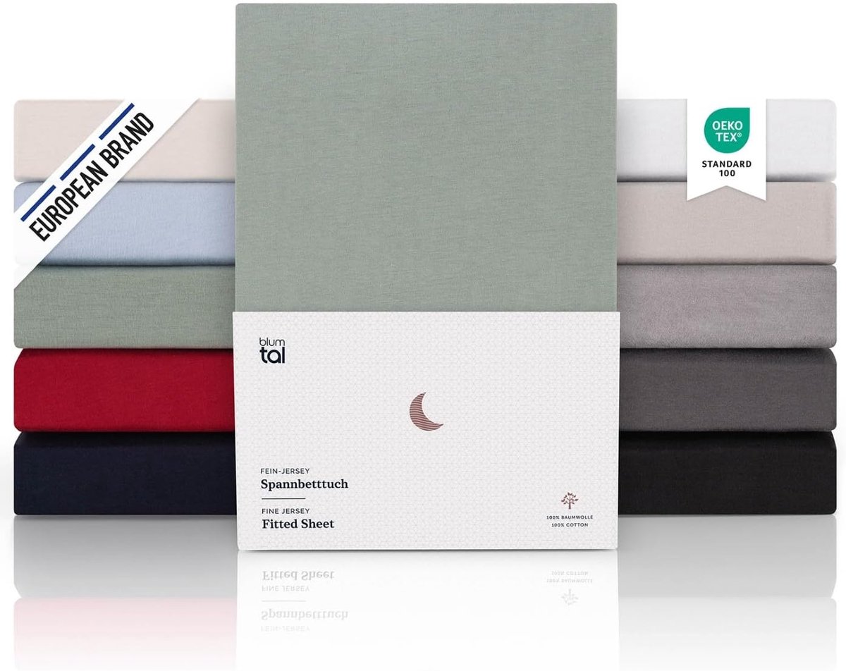 SnelShoppen - Premium Boxspring Fitted Sheet 90x200 cm - Super Zacht 100% Katoen - Tot 15 cm Topper Hoogte - Zomer Groen - Geschikt voor Diverse Matra