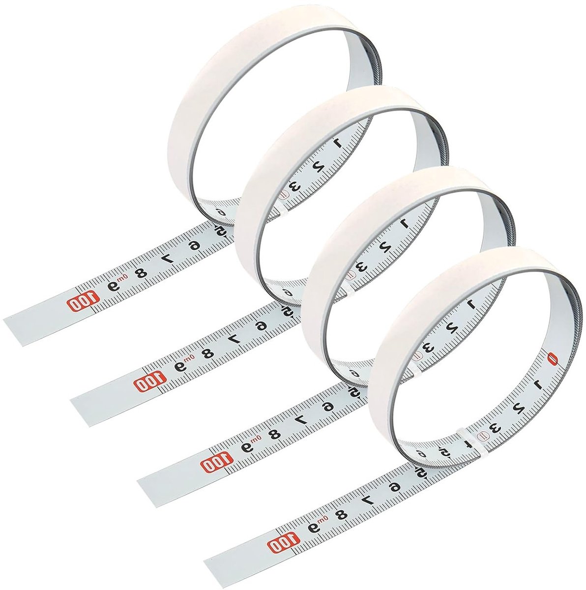 Set van 4 Zelfklevende Meetlinten 1 m voor Precisie Metingen, Houtbewerking en Tafelzaag Accessoires
