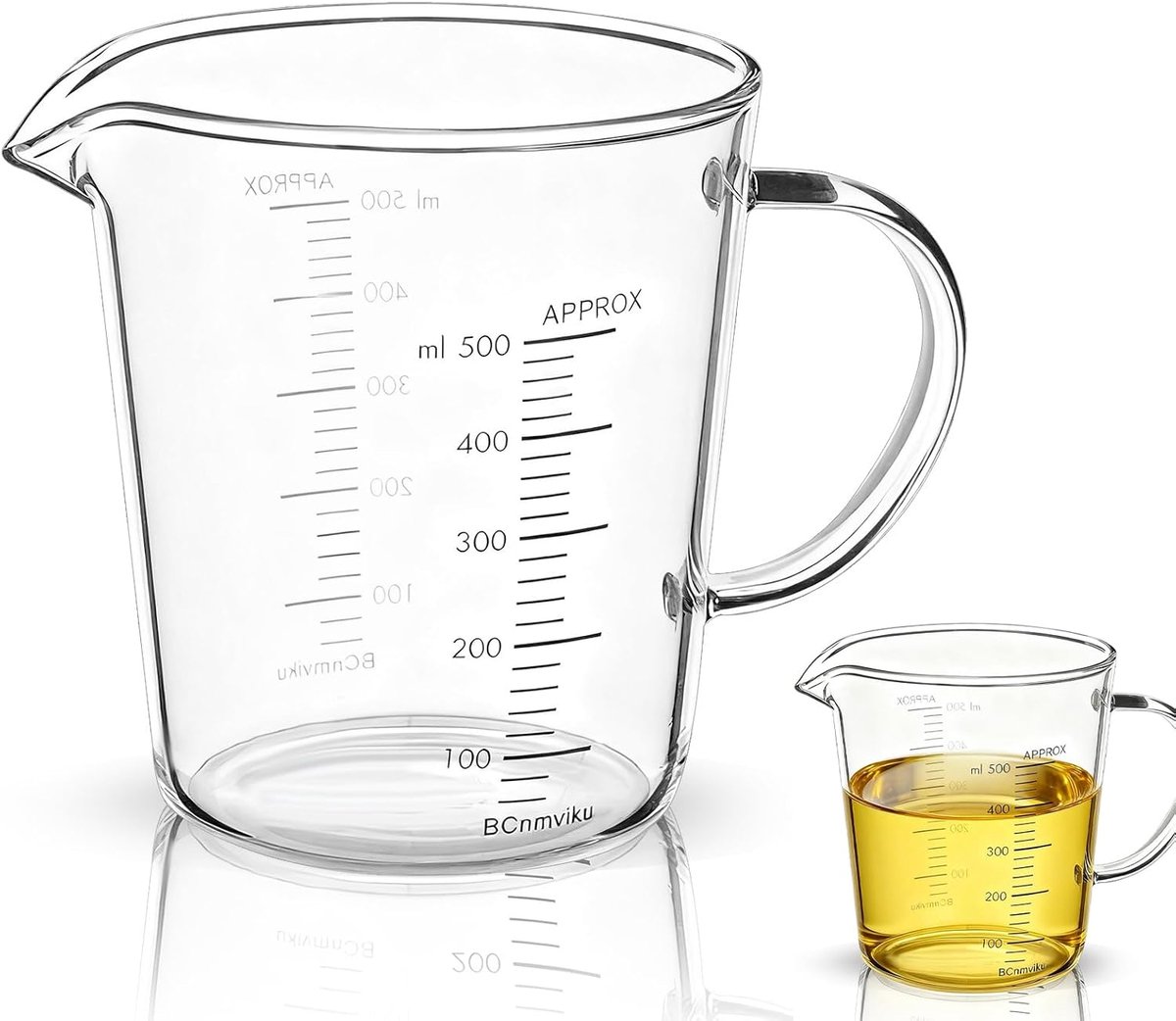 SnelShoppen - Glazen Maatbeker 500 ml met Schenktuit, Hittebestendig en Nauwkeurige Schaal voor Koken, Bakken en Laboratoriumgebruik - Vaatwasmachineb