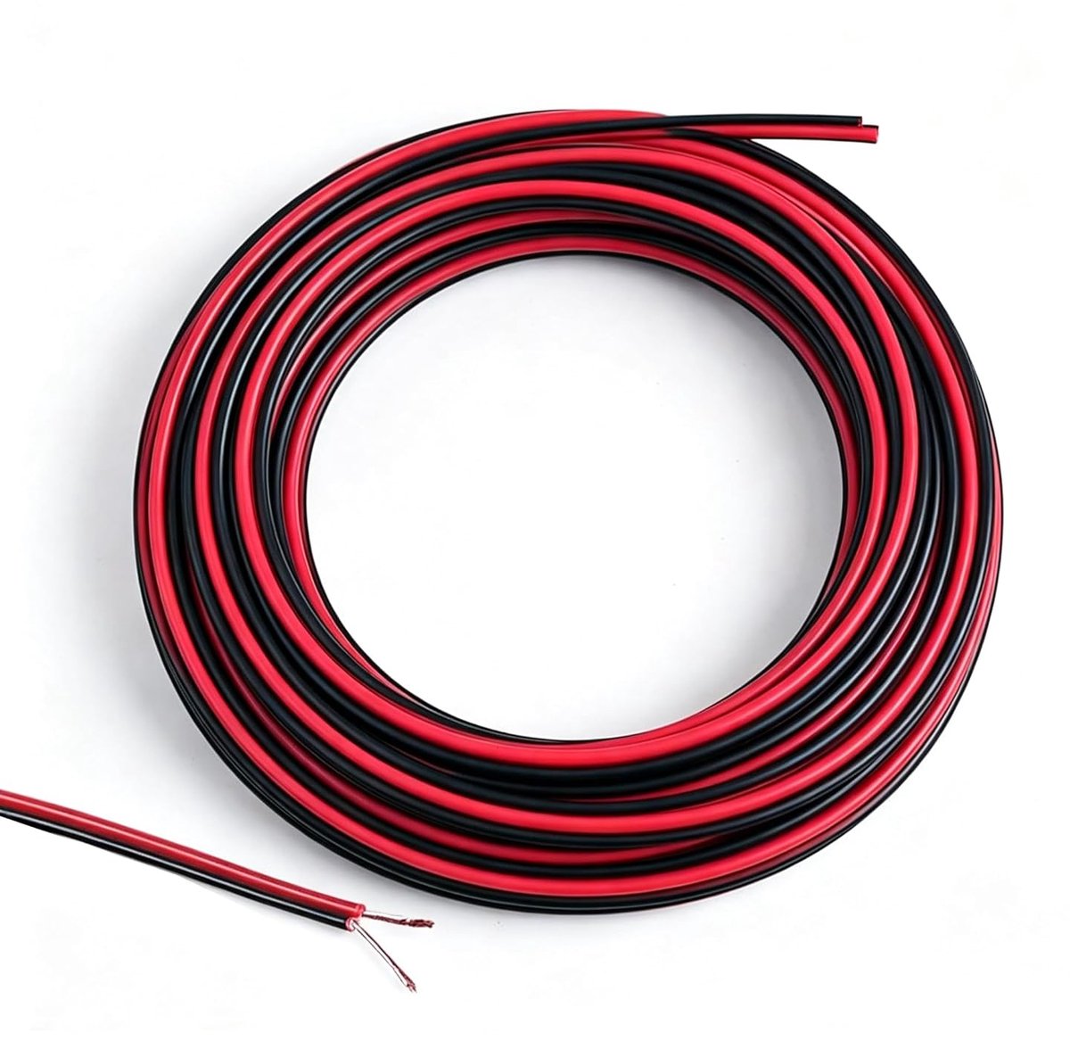 SnelShoppen - 10 m 22 AWG bell wire, 2-draads elektrische kabel, flexibel en duurzaam tinned copper wire, 12 V kabel voor DIY projecten, rood en zwart