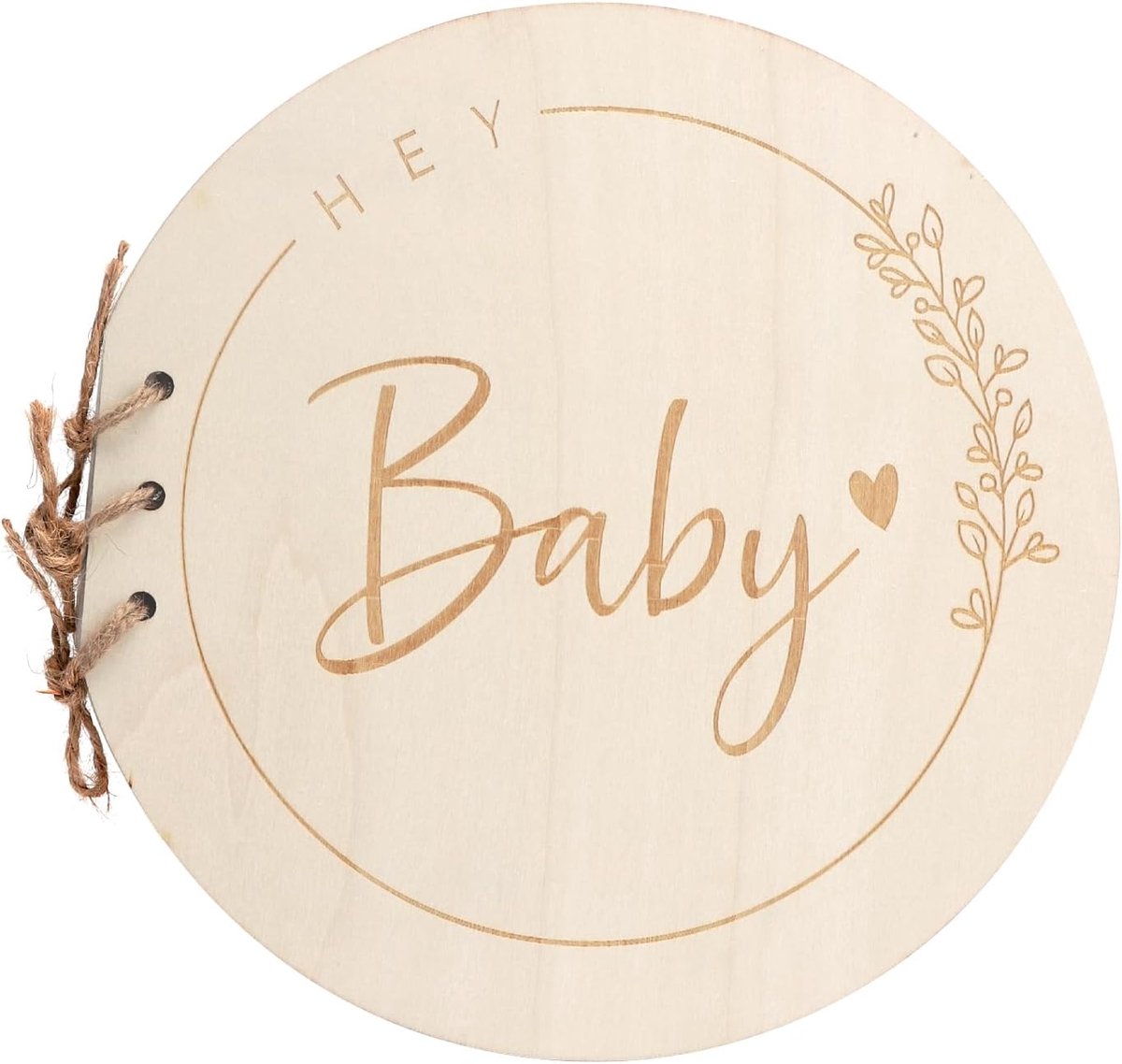 SnelShoppen - Babyshower gastenboek met houten kaft Hey Baby, herinneringen vastleggen, doopboek gastenboek voor jongens en meisjes, perfect voor aans