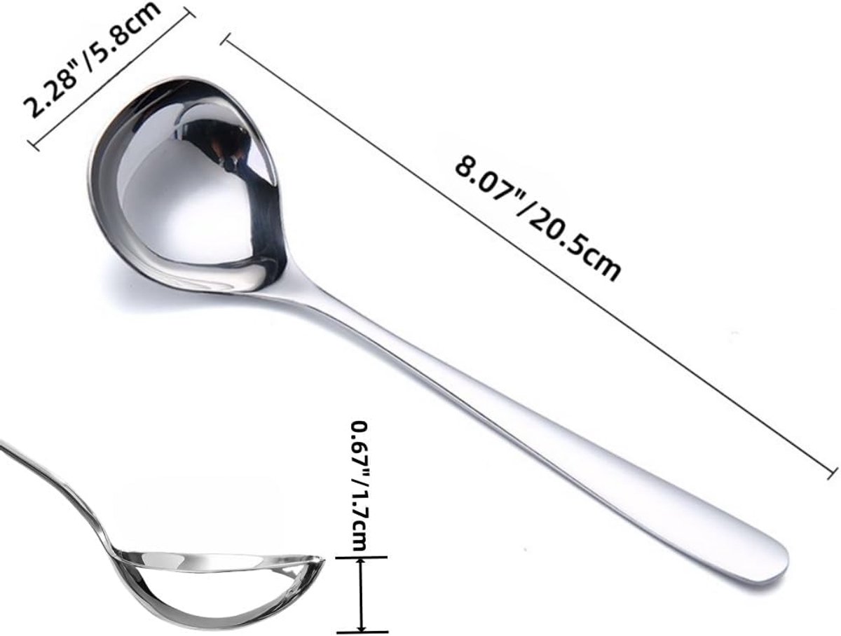 SnelShoppen - 4-Pack Kleine Soeplepels 20cm, RVS Gravy Lepels voor Keuken, Sauzen en Soepen, Duurzaam Design, Zilver