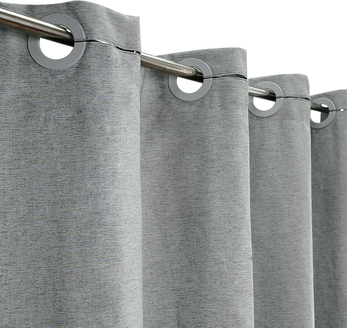 SnelShoppen - Grijze Linnen Douchegordijn 120 x 200 cm Waterdicht zonder Haakjes - Snelle Installatie met Geïntegreerde Oogjes - Ideaal voor Badkamer