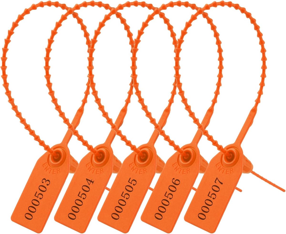 SnelShoppen - 150 Stuks Veiligheidsvergrendelingen Plastic Kabelbinders Kleurige Logistieke Transport Tags voor Koffer Bagage Oranje