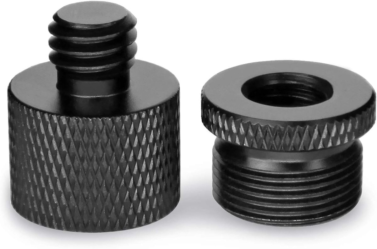 SnelShoppen - 2 Stuks Microfoonhouder Adapter 5/8 naar 3/8 Schroefdraad voor Microfoonstandaard naar Camera Statief - Robuust Aluminium - Perfect voor